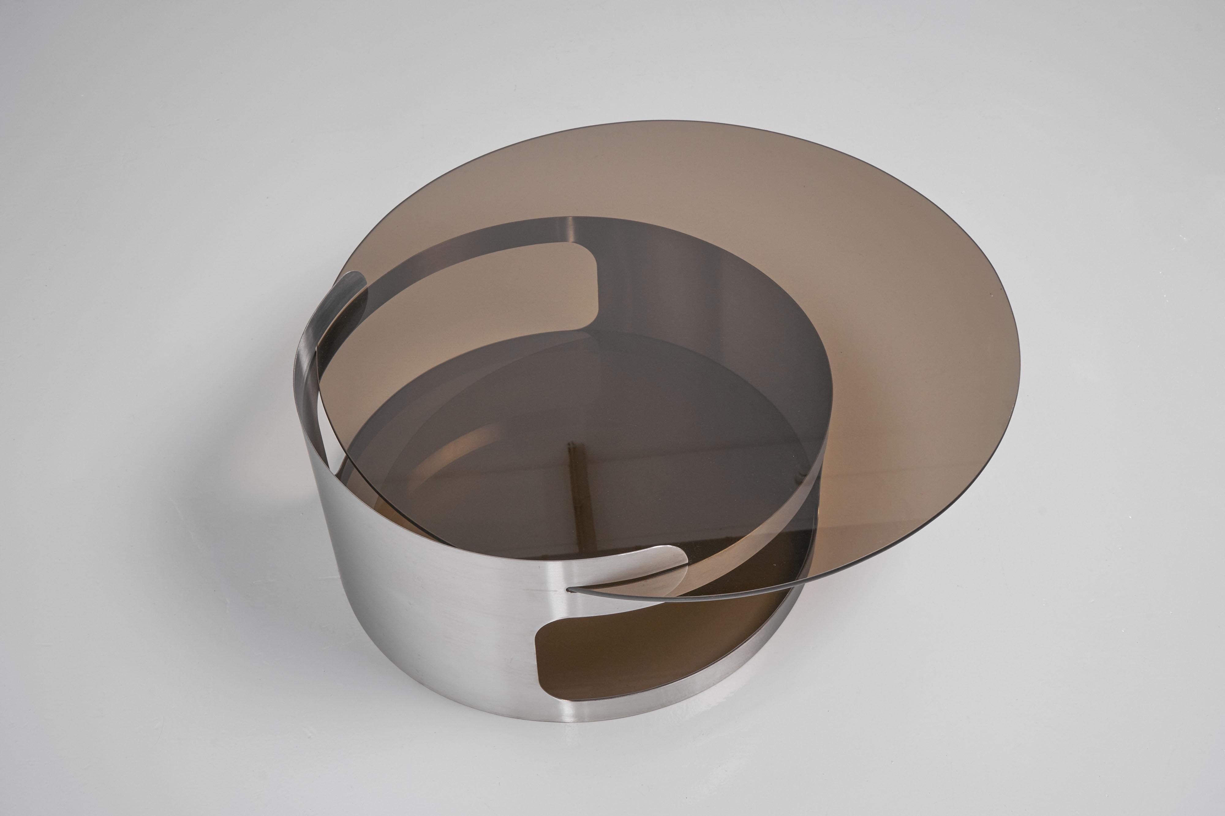 Kappa Coffee Table in Steel and Glass, France, 1970 7