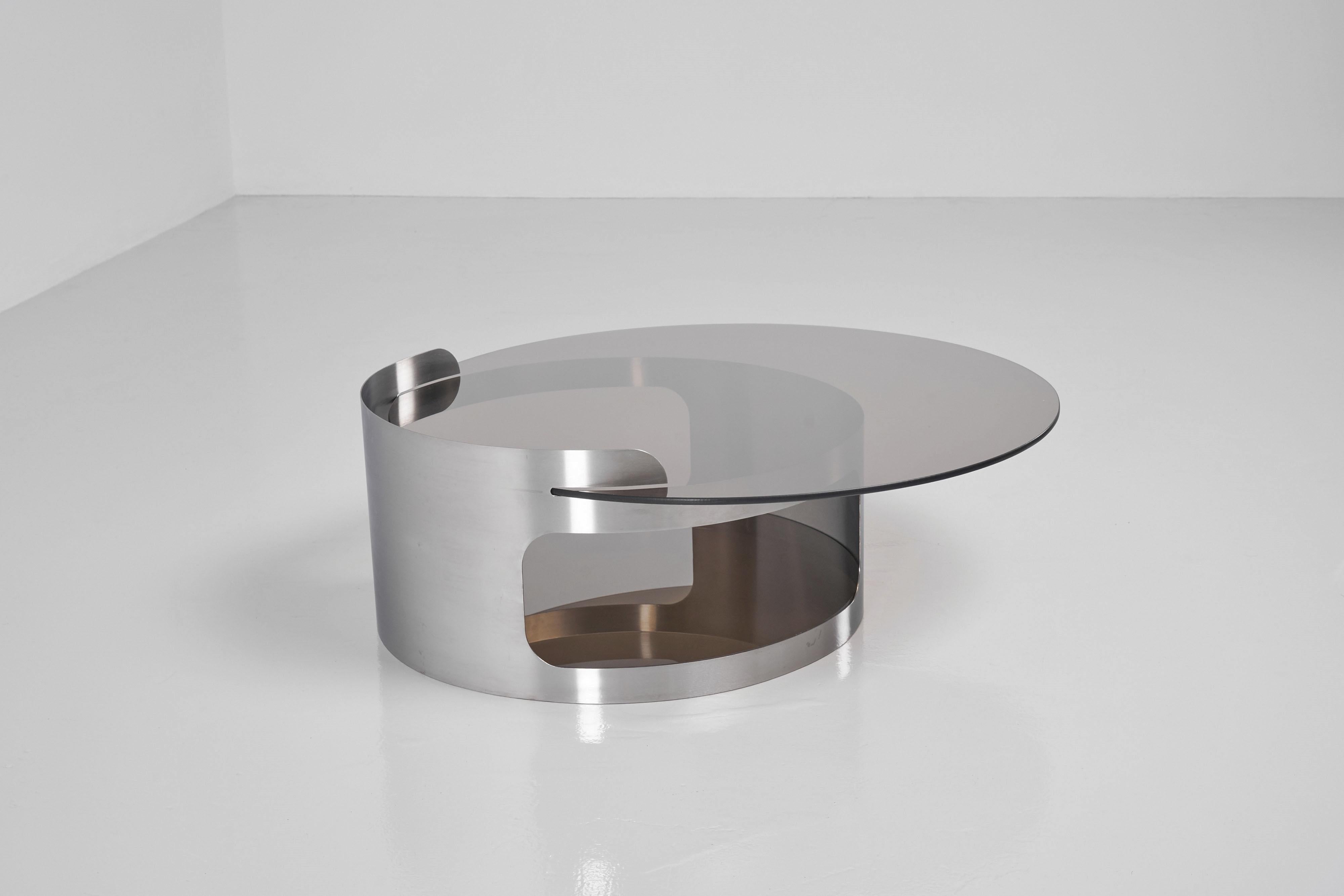 Kappa Coffee Table in Steel and Glass, France, 1970 1