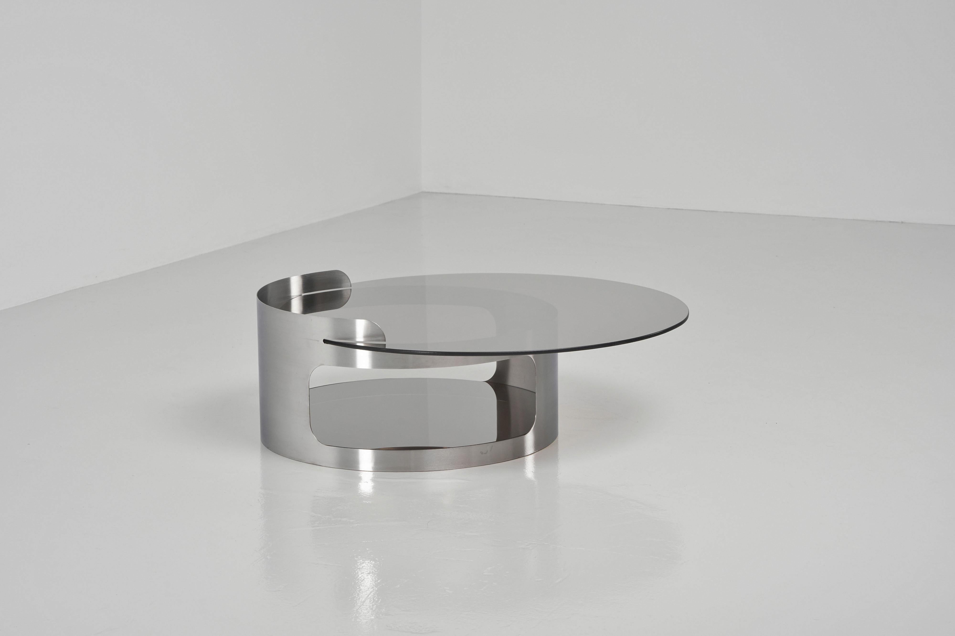 Kappa Coffee Table in Steel and Glass, France, 1970 2