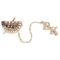 Kappa Kappa Psi Badge, 10k Gold Seed Pearls Music Band Fraternity
