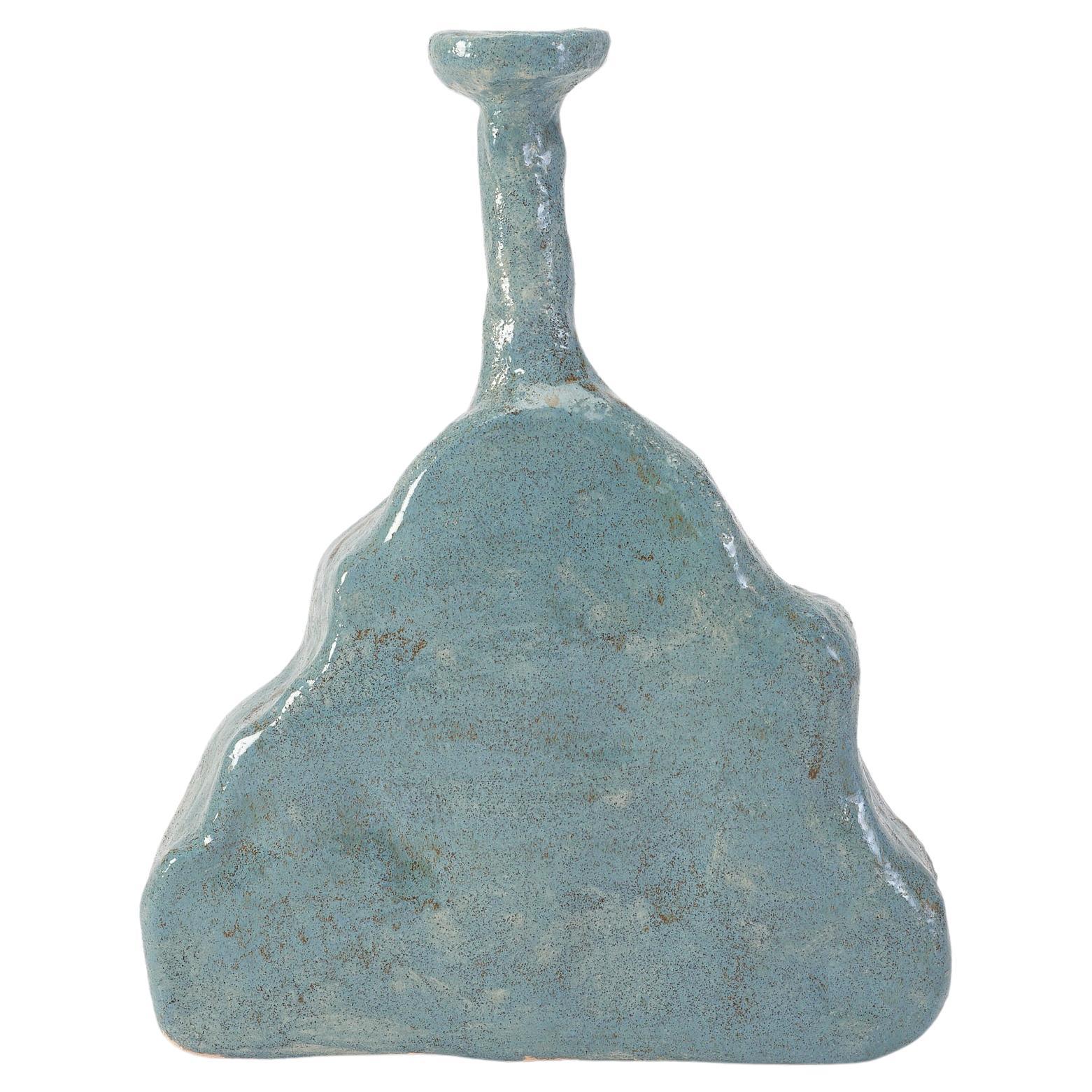 Unique Organic Shape, Plain Mute Blue Ceramic Large Vase by Willem Van Hooff