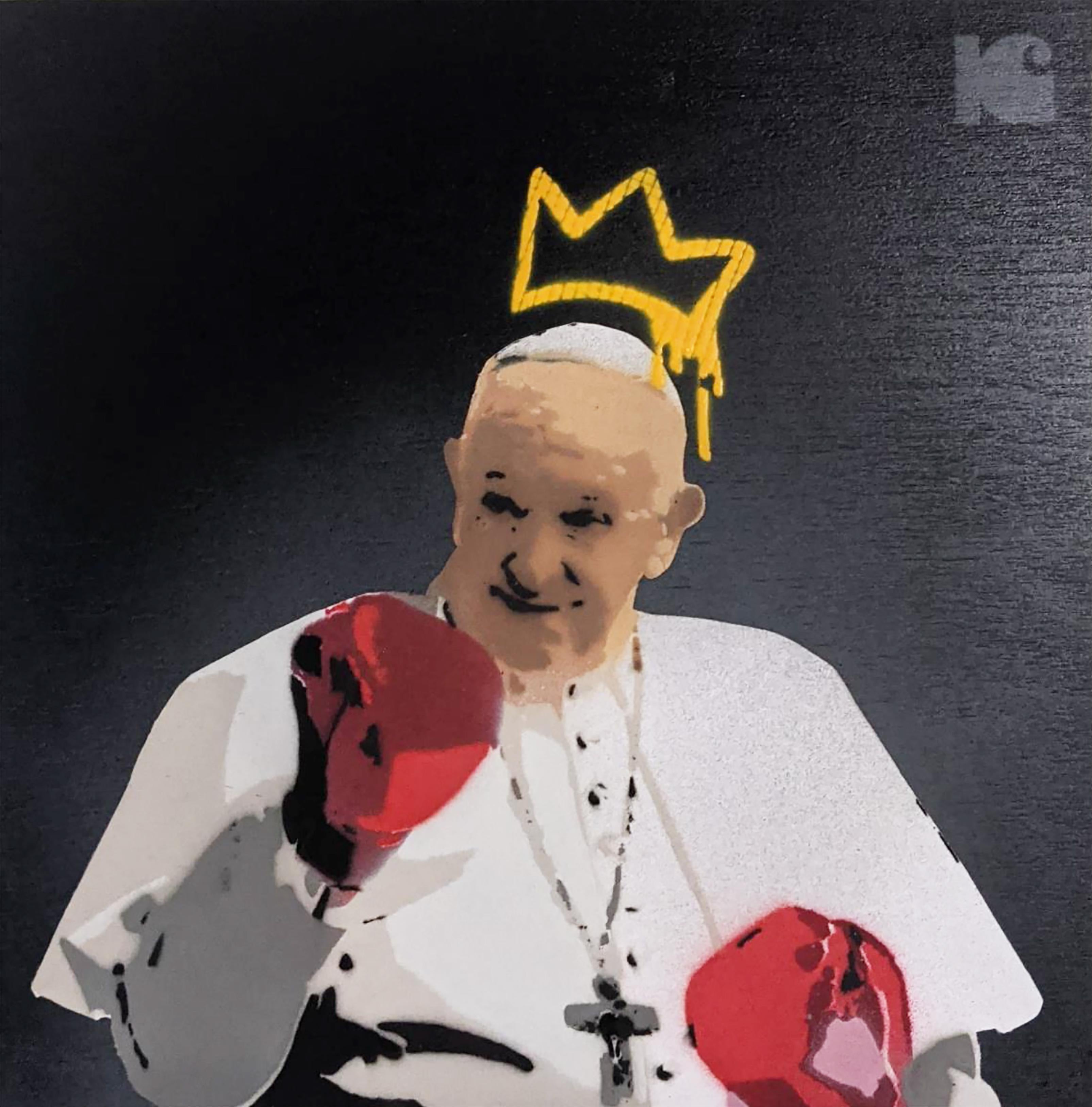 Figurative Painting di Kar-Part - "Prova Gesù, non me" Aerosol su legno