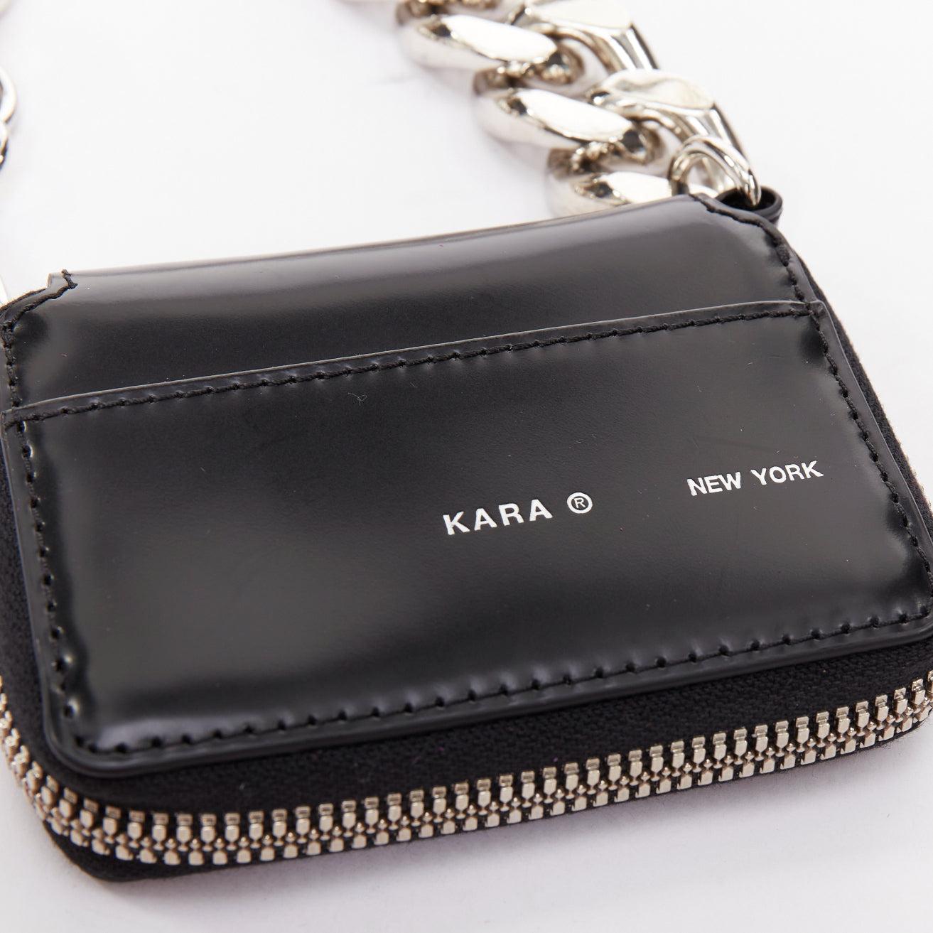KARA Bike Chain Wallet black leather silver chunky chain micro crossbody bag For Sale 2