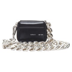KARA Bike Chain Wallet black leather silver chunky chain micro crossbody bag