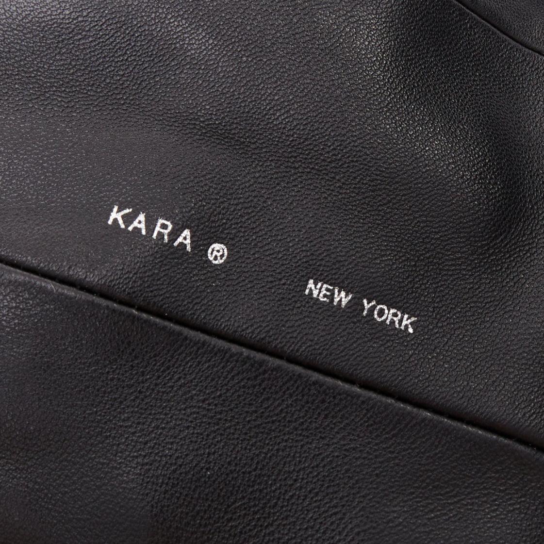 KARA black leather white logo strass fringe crystal mini backpack bag For Sale 1
