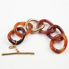 Kara by Kara Ross Tortoiseshell Lucite and Gilt Metal Large Link Bracelet
