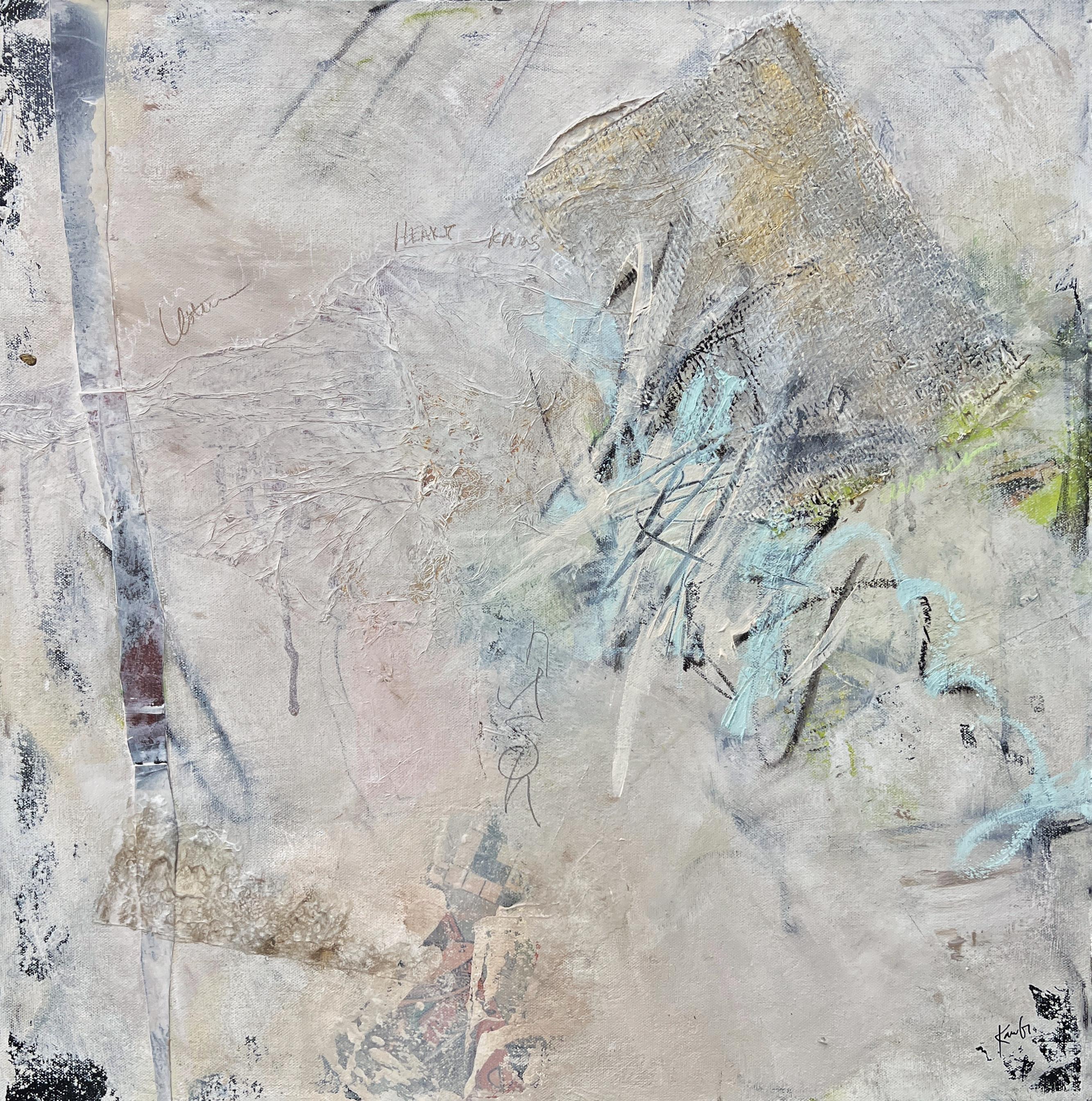 Kara Greenwell Abstract Painting – "Drowning Out the Crowd" - Neutrale zeitgenössische abstrakte Malerei 2022