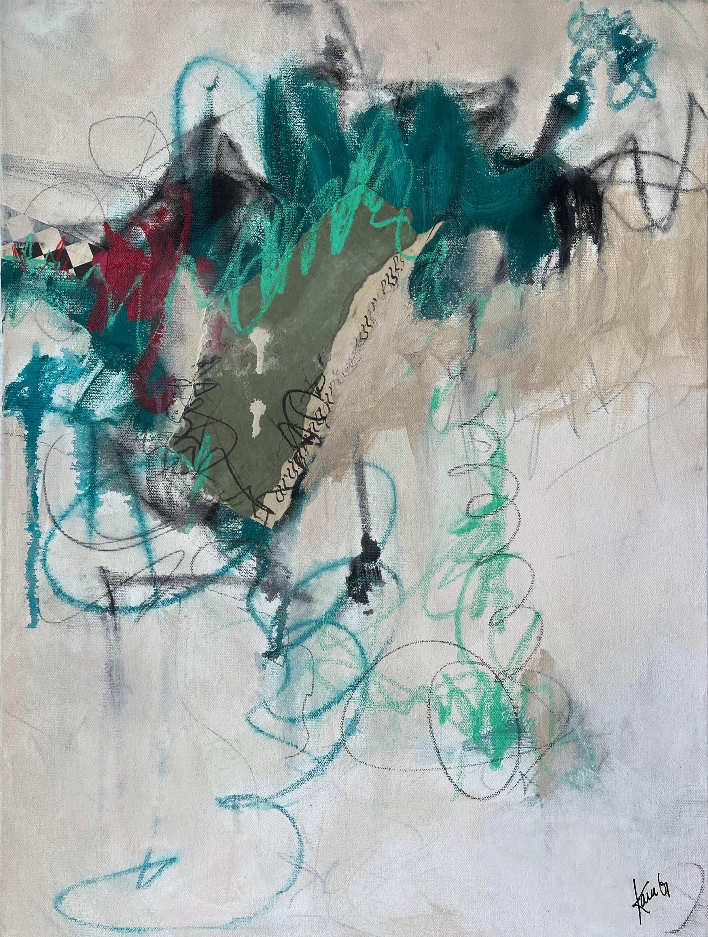 „Lizard Brain“ – Abstraktes expressionistisches Gemälde in Mischtechnik 2022