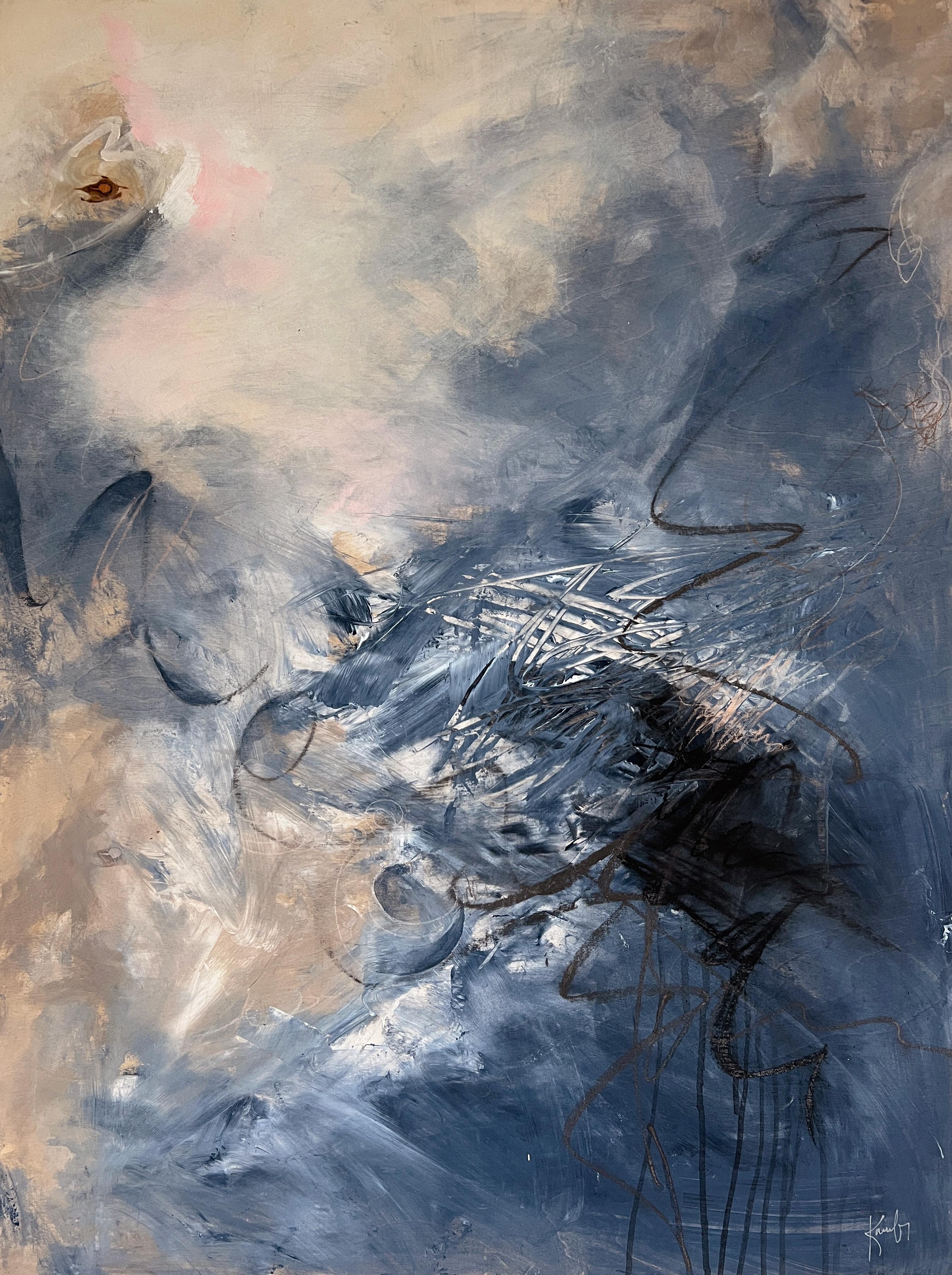 "L'amour dans l'œil d'un ouragan" - Peinture expressionniste abstraite sur panneau 2022 - Mixed Media Art de Kara Greenwell