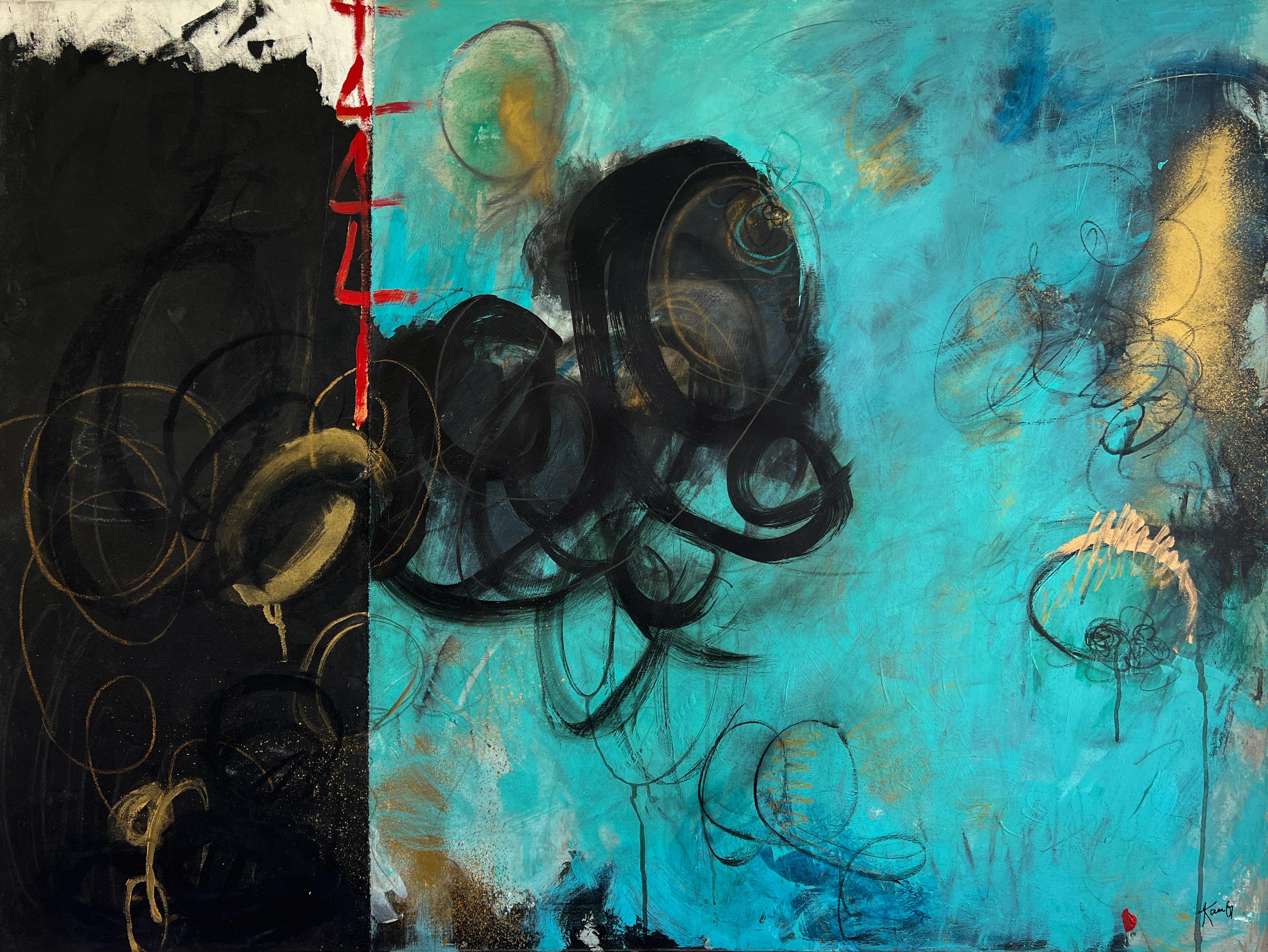 Kara Greenwell Abstract Painting - "Running Around in Circles" - Abstract Expressionist Mixed Media Painting, 2021