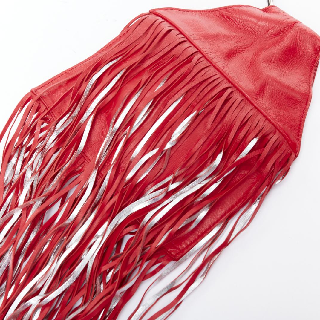 KARA NEW YORK Fringe Pouch red silver O ring handle mini clutch bag 2