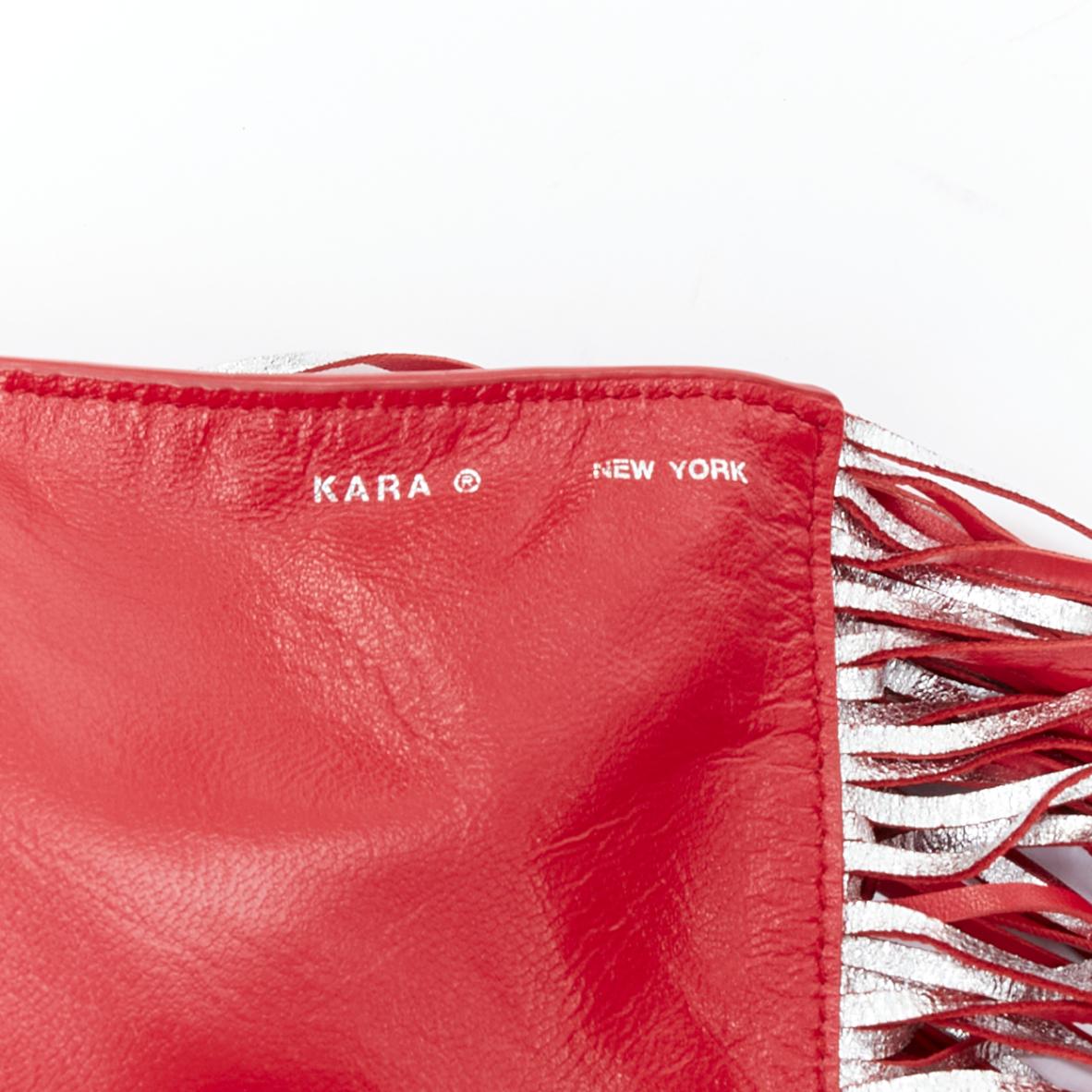 KARA NEW YORK Fringe Pouch red silver O ring handle mini clutch bag 3