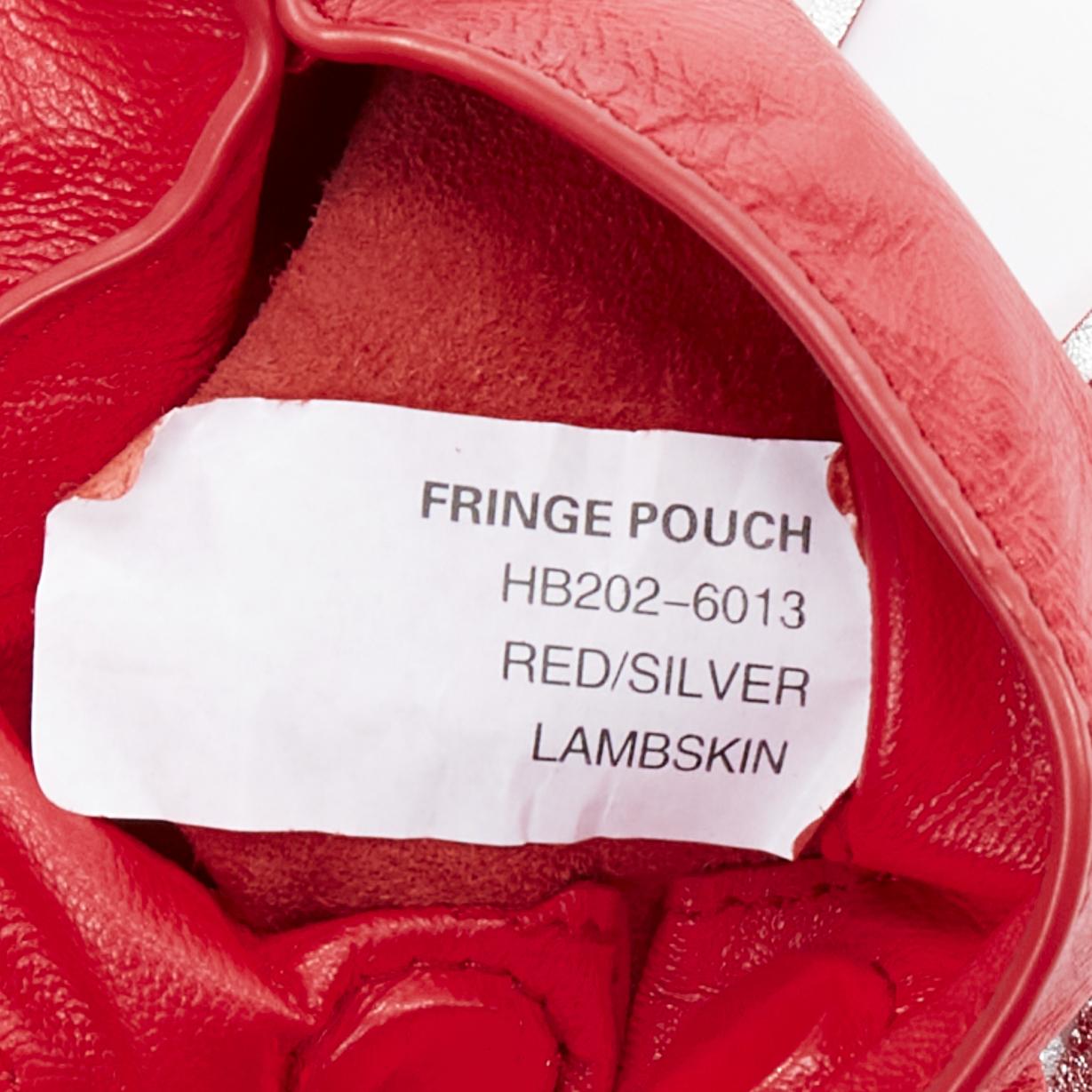 KARA NEW YORK Fringe Pouch red silver O ring handle mini clutch bag 4