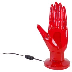 Kara Red Hand Table Lamp by Luigi Serafini for Kundalini Italy