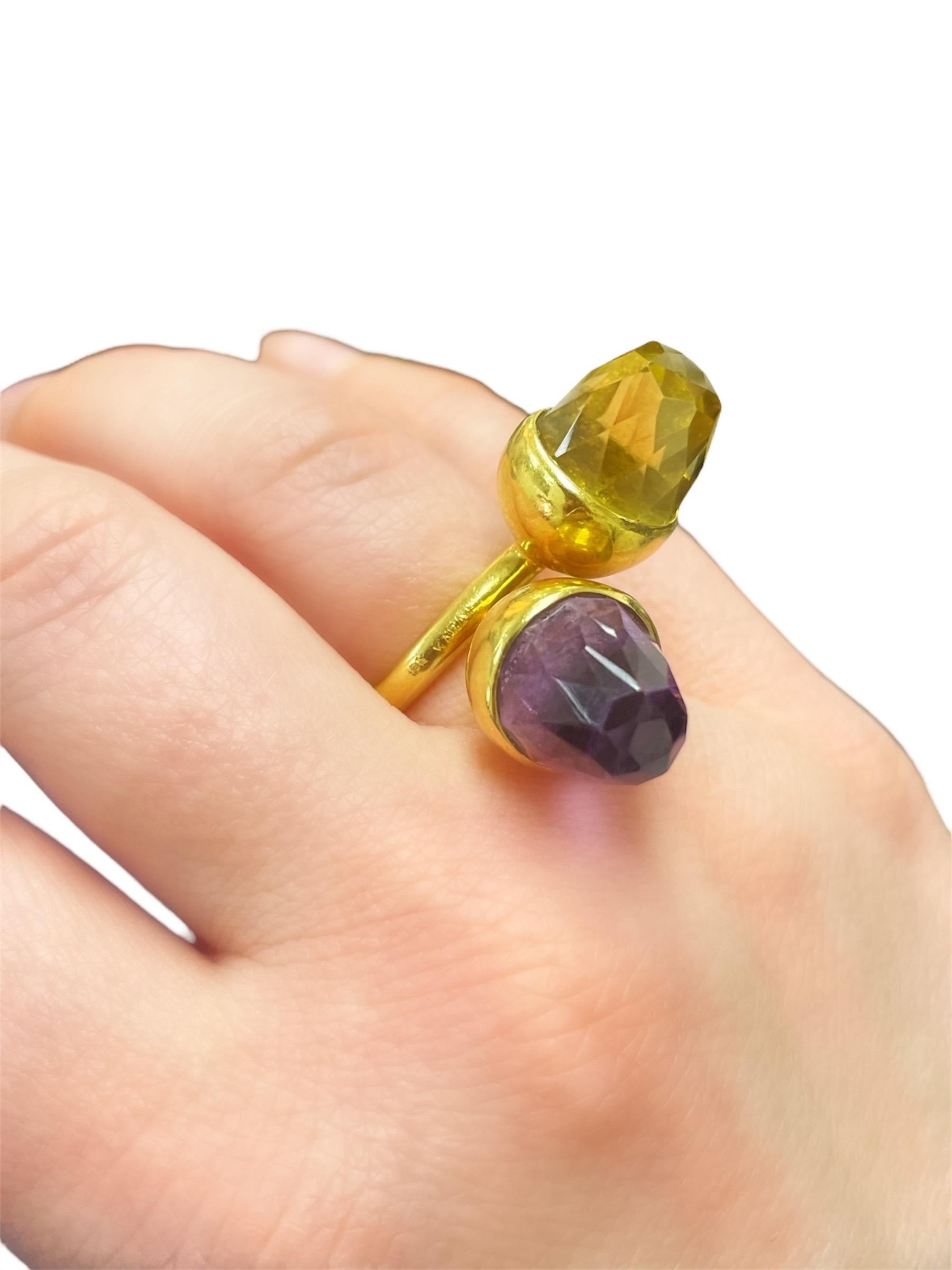 Bague bypass Kara Ross en or jaune 18 carats et pierres précieuses Excellent état - En vente à Chicago, IL