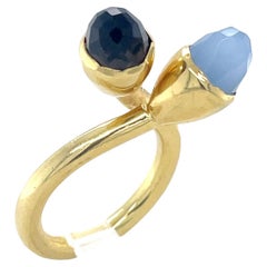 Bague bypass Kara Ross en or jaune 18 carats et pierres précieuses