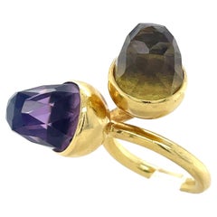 Bague bypass Kara Ross en or jaune 18 carats et pierres précieuses