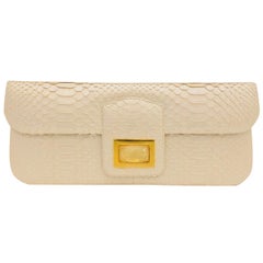 Kara Ross Collectible Ivory Python Clutch With Rock Crystal Embellishment