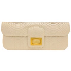 Kara Ross Collectible Ivory Python Clutch With Rock Crystal Embellishment 