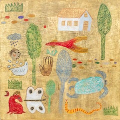 Ecosistema n.º 1: Obra de técnica mixta, firmada, del siglo XXI, enmarcada, 12x12"
