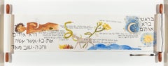 Genesis Mixed Media Artwork, Framed, 21st Century, Hebrew Text