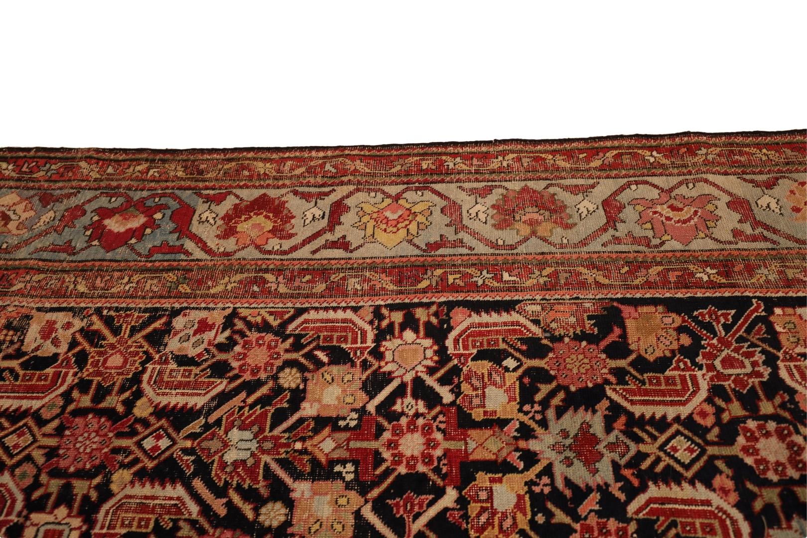 Karabagh Antique Gallery-Size Rug, Black Red Light-Blue - 8 x 21 For Sale 4