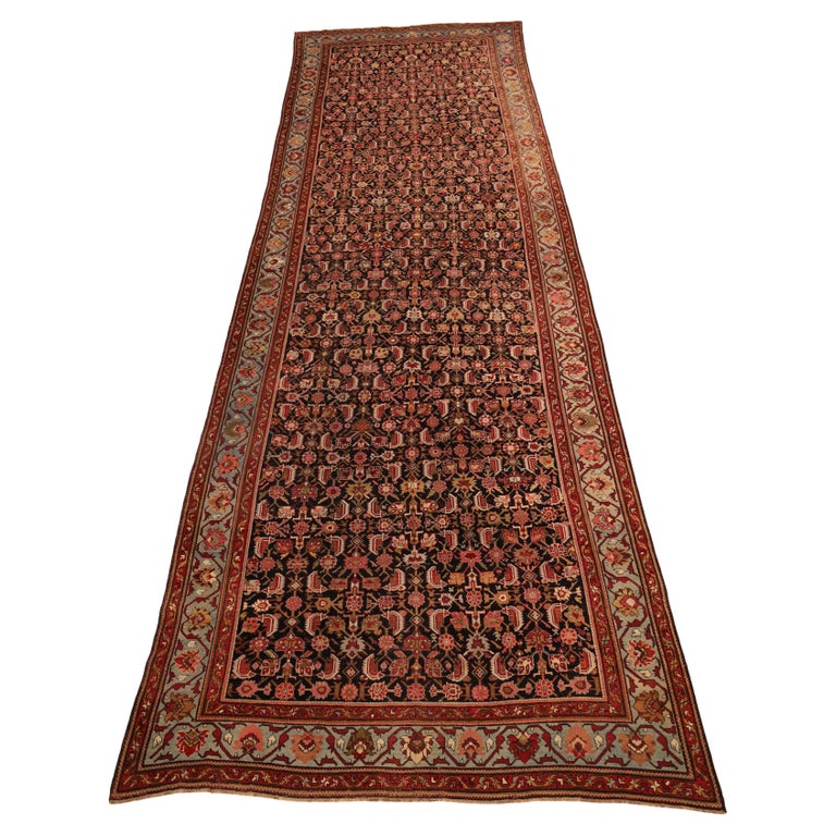 Karabagh Antique GallerySize Rug, Black Red LightBlue 8 x 21 For