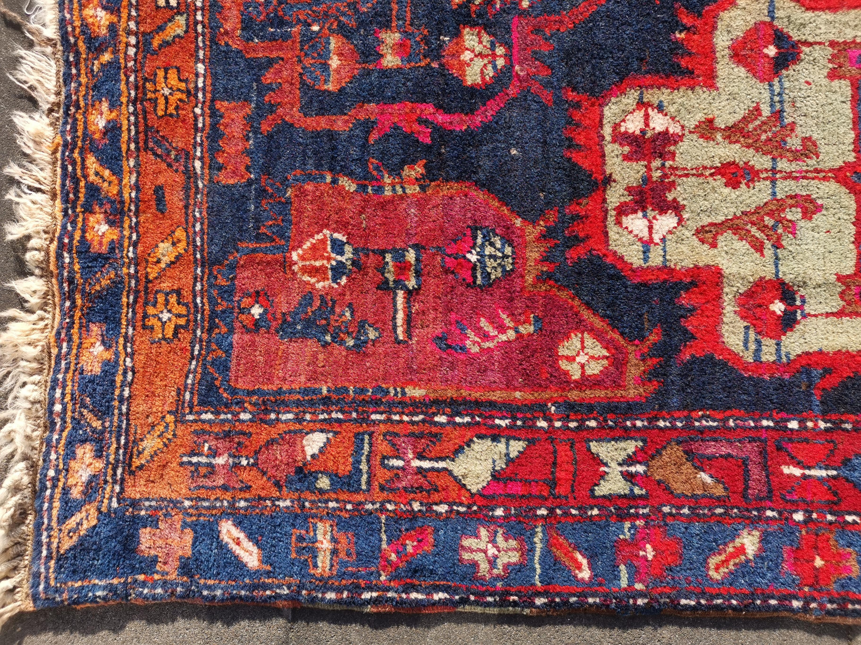 Karabagh Caucasian Rug Semi Antique Pink Blue Orange Hallway Runner 2