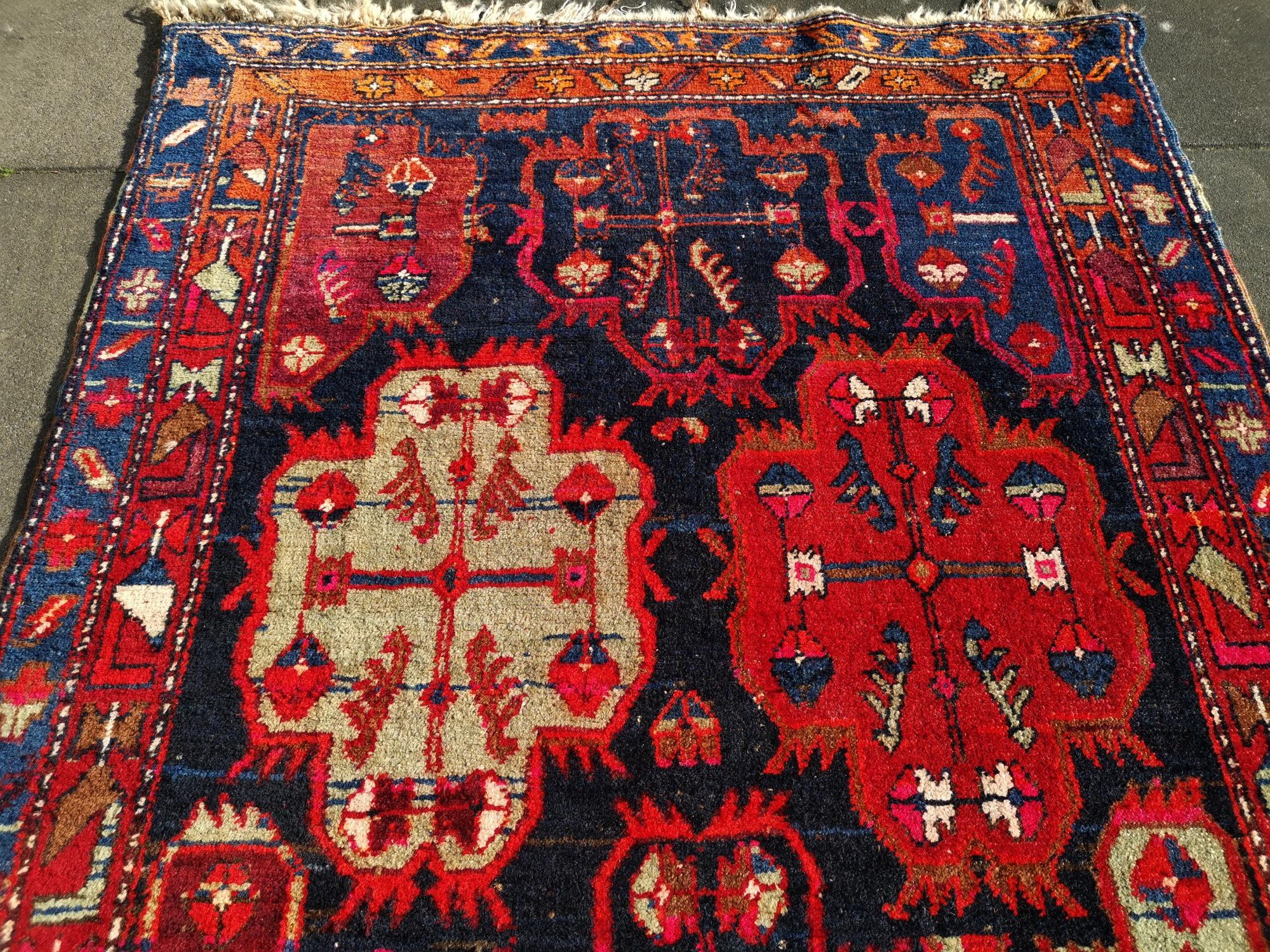 Karabagh Caucasian Rug Semi Antique Pink Blue Orange Hallway Runner 1