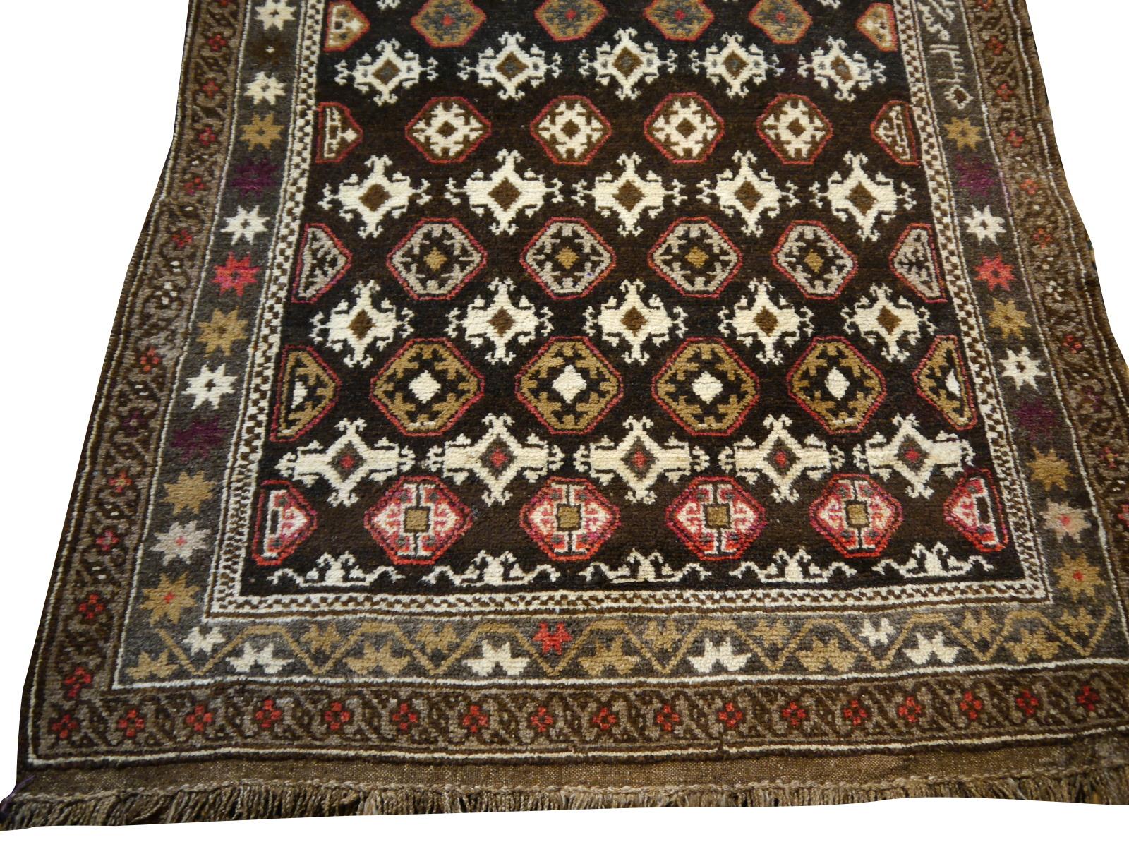 Tribal Karabagh Rug Hand Knotted in Azerbeijan, Midcentury For Sale