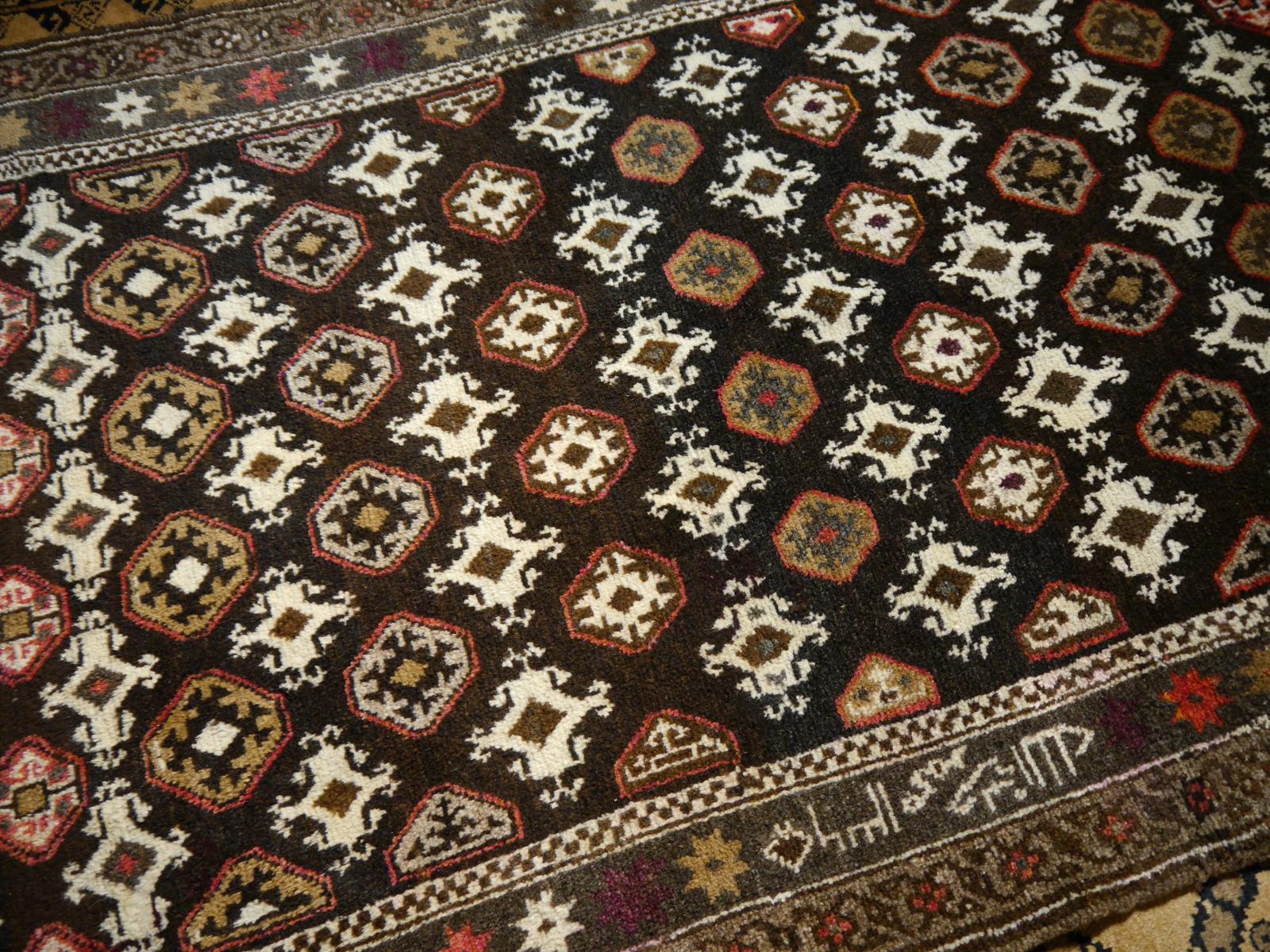 20th Century Karabagh Rug Hand Knotted in Azerbeijan, Midcentury For Sale