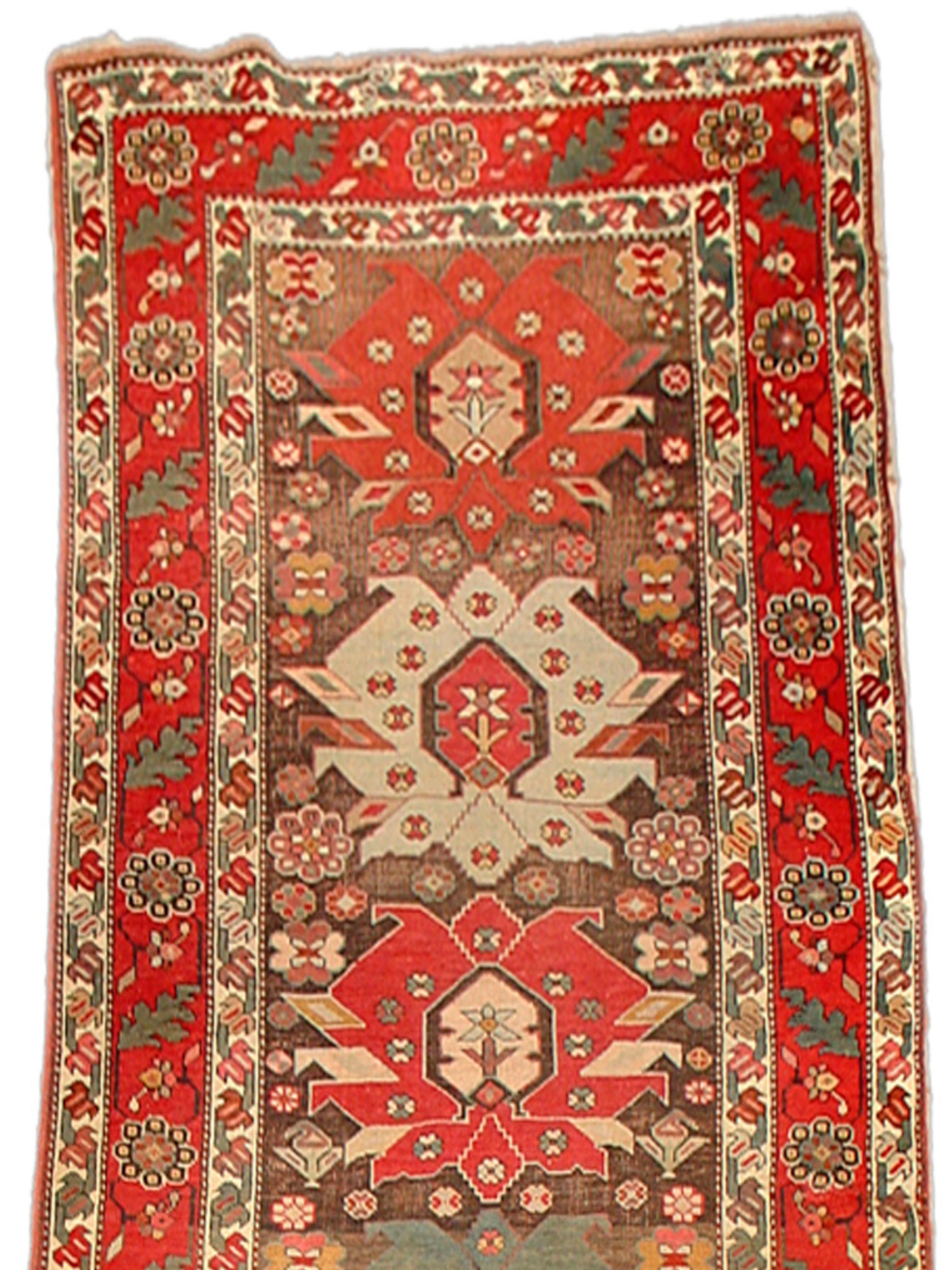 Hand-Knotted Karabagh Runner Rug, 19th Century For Sale