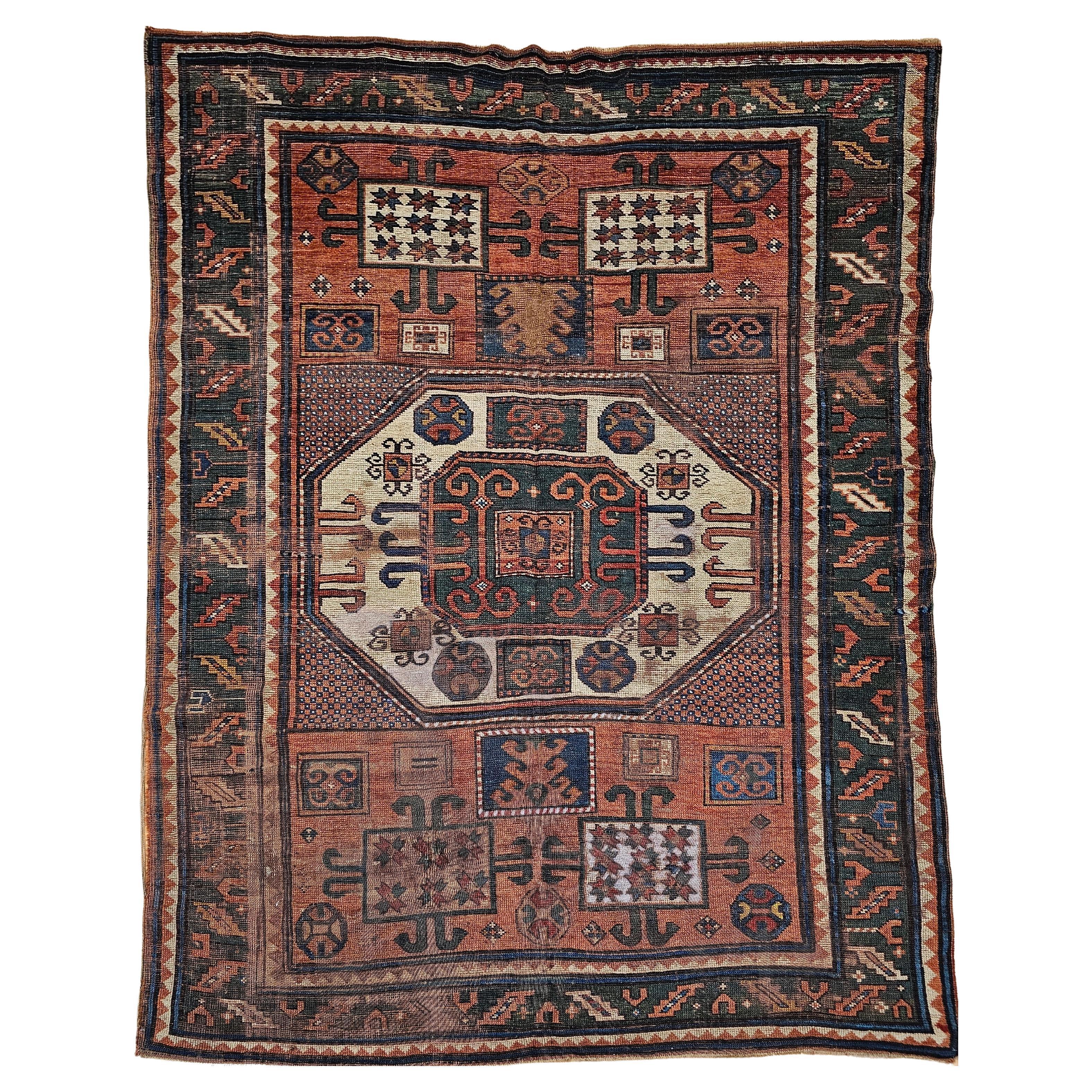 Karachov Kazak Caucasian Prayer Area Rug