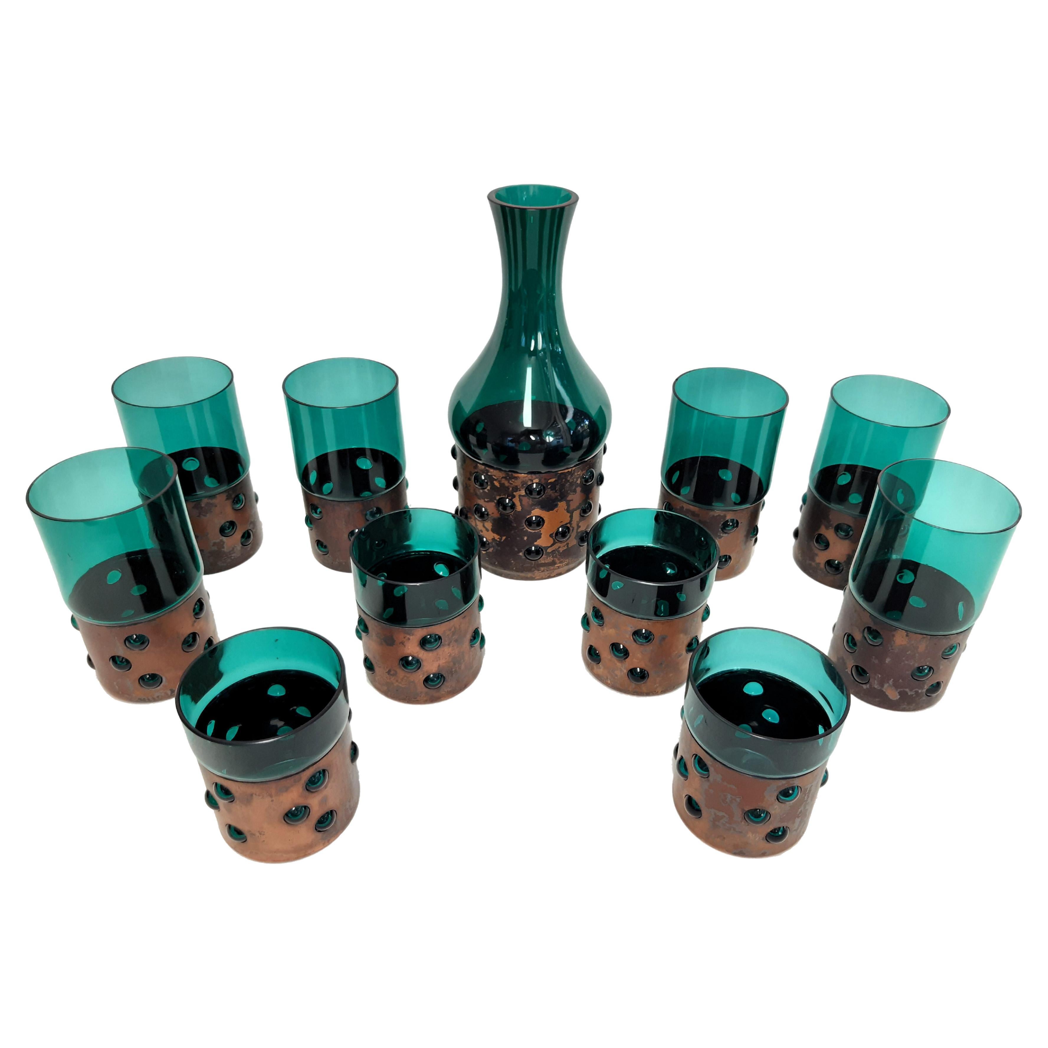 Karaffe + 10 Gläser NANNY STILL für RAAK 1960er Kupfer en venta