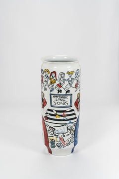 "Karaoke" Large White Porcelain Vase by Luce Raggi  Italy / China Contemporary