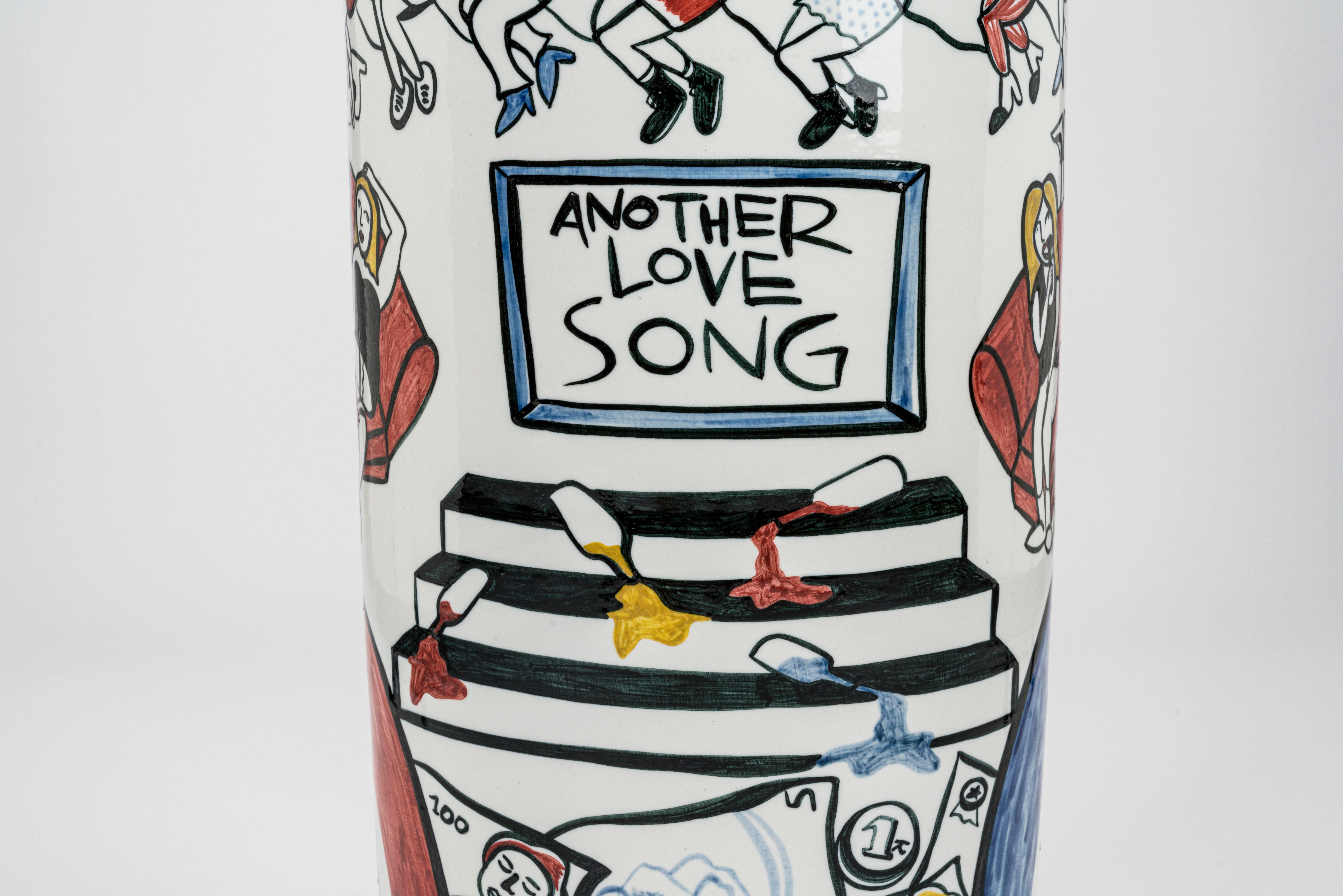 Große „Karaoke“-Vase aus weißem Porzellan von Luce Raggi  Italien / China Zeitgenössisch (Chinesisch) im Angebot