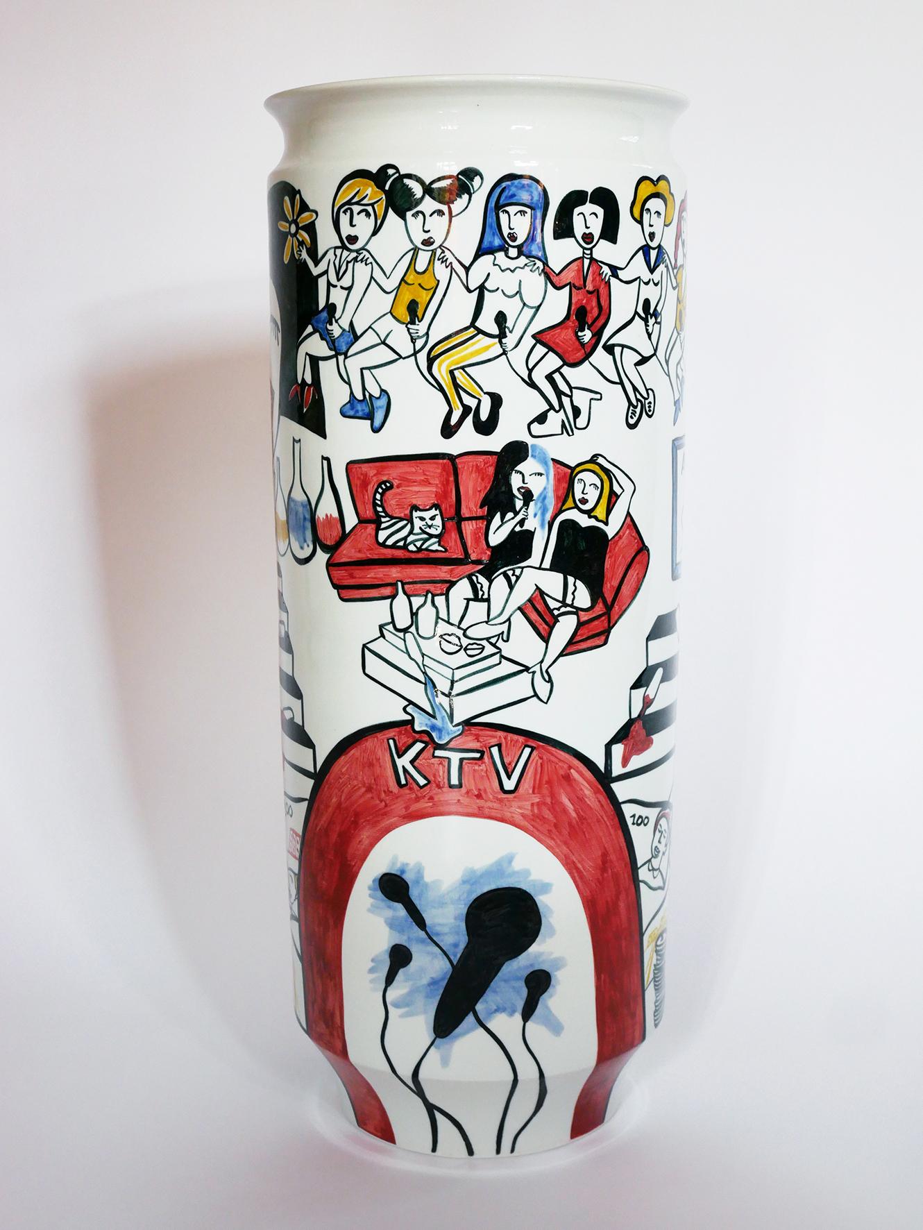 Große „Karaoke“-Vase aus weißem Porzellan von Luce Raggi  Italien / China Zeitgenössisch (21. Jahrhundert und zeitgenössisch) im Angebot