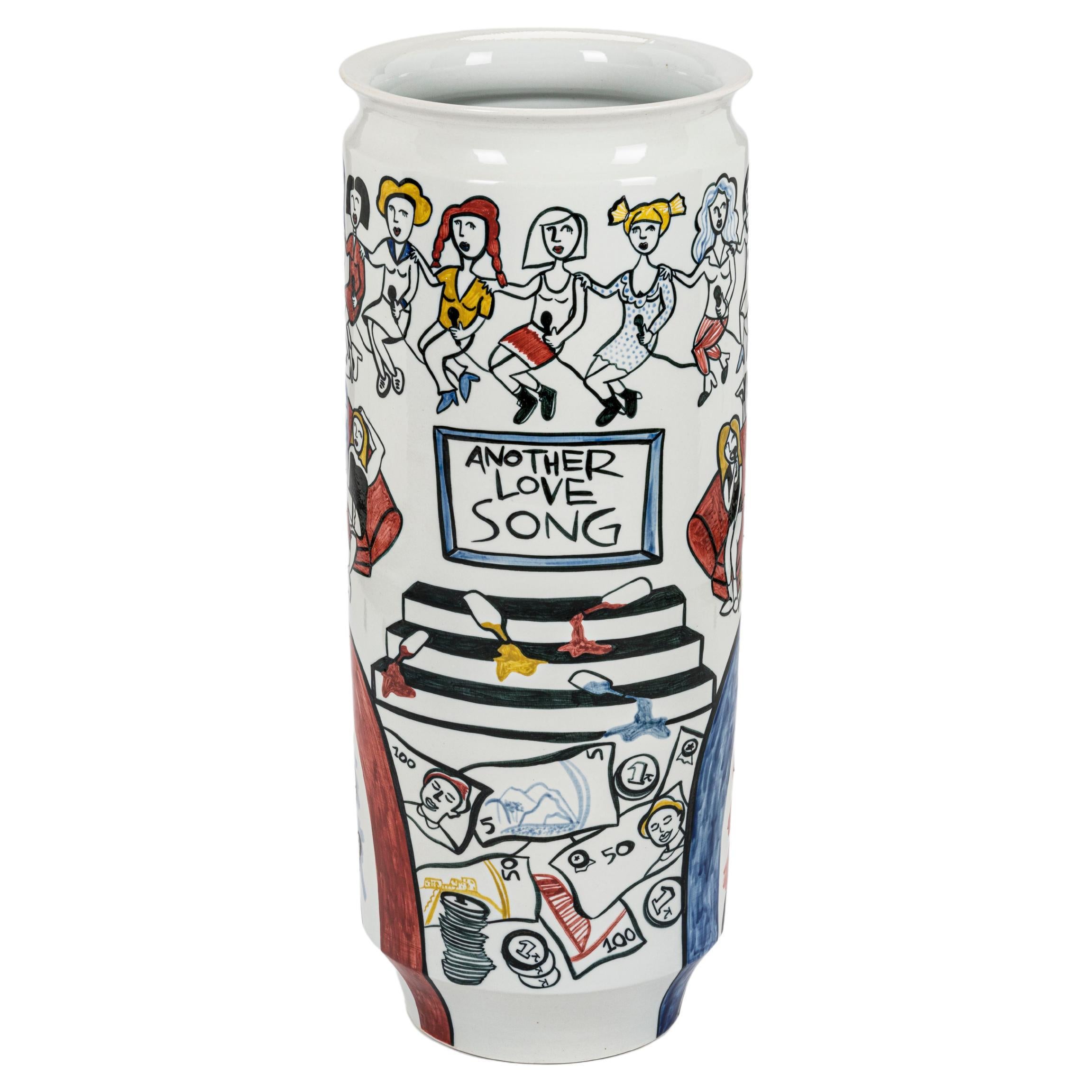 "Karaoke" Large White Porcelain Vase by Luce Raggi  Italy / China Contemporary For Sale