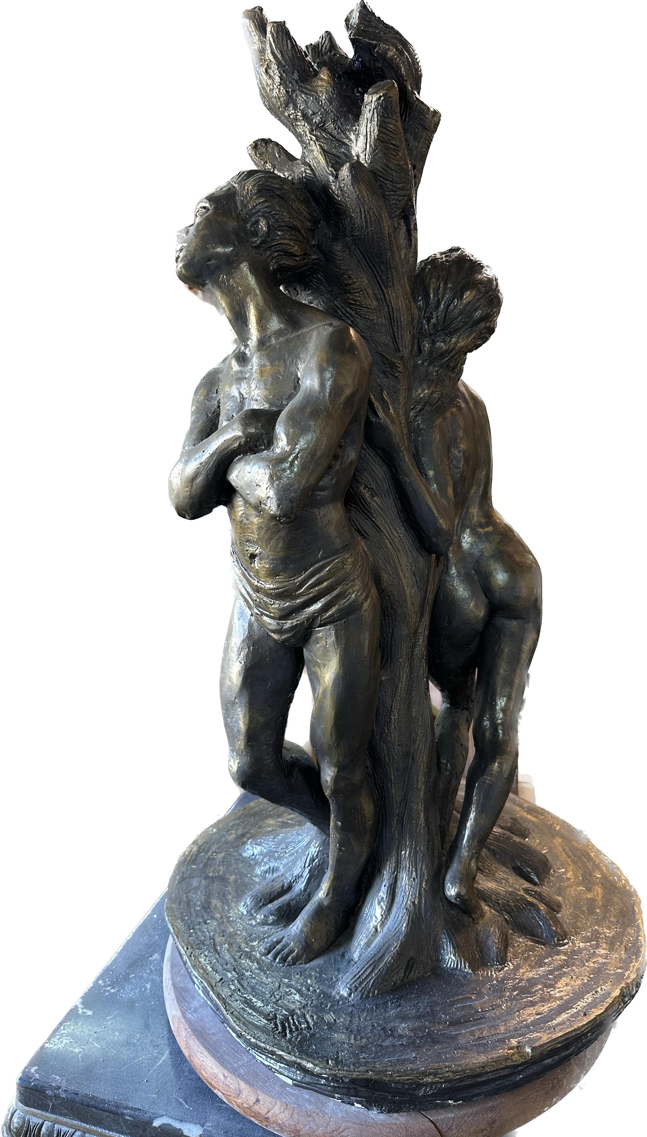 Adam and Eva, Sculpture, Hydro Stone Handmade  by Garo For Sale 10
