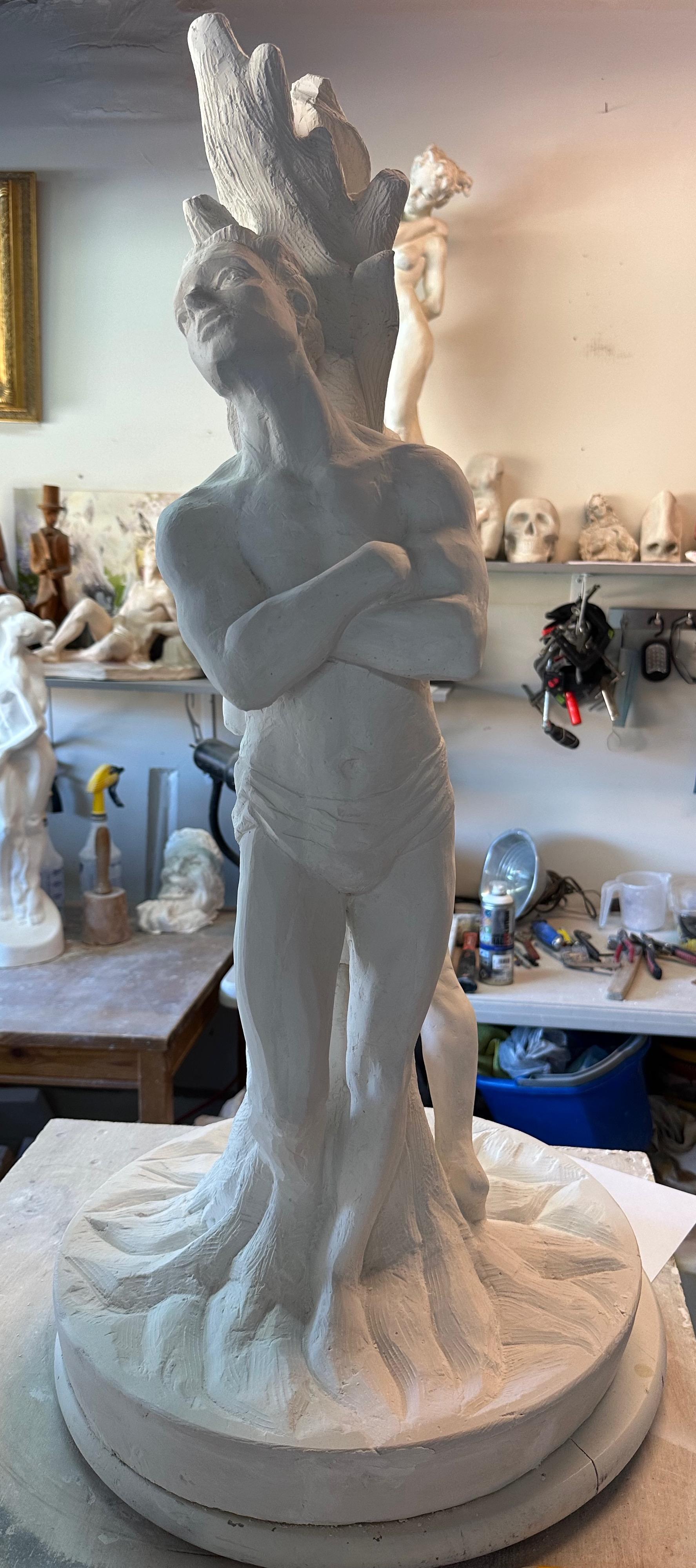 Adam and Eva, Sculpture, Hydro Stone Handmade by Garo, One of a Kind - Gray Figurative Sculpture by Karapet Balakeseryan  (Garo)