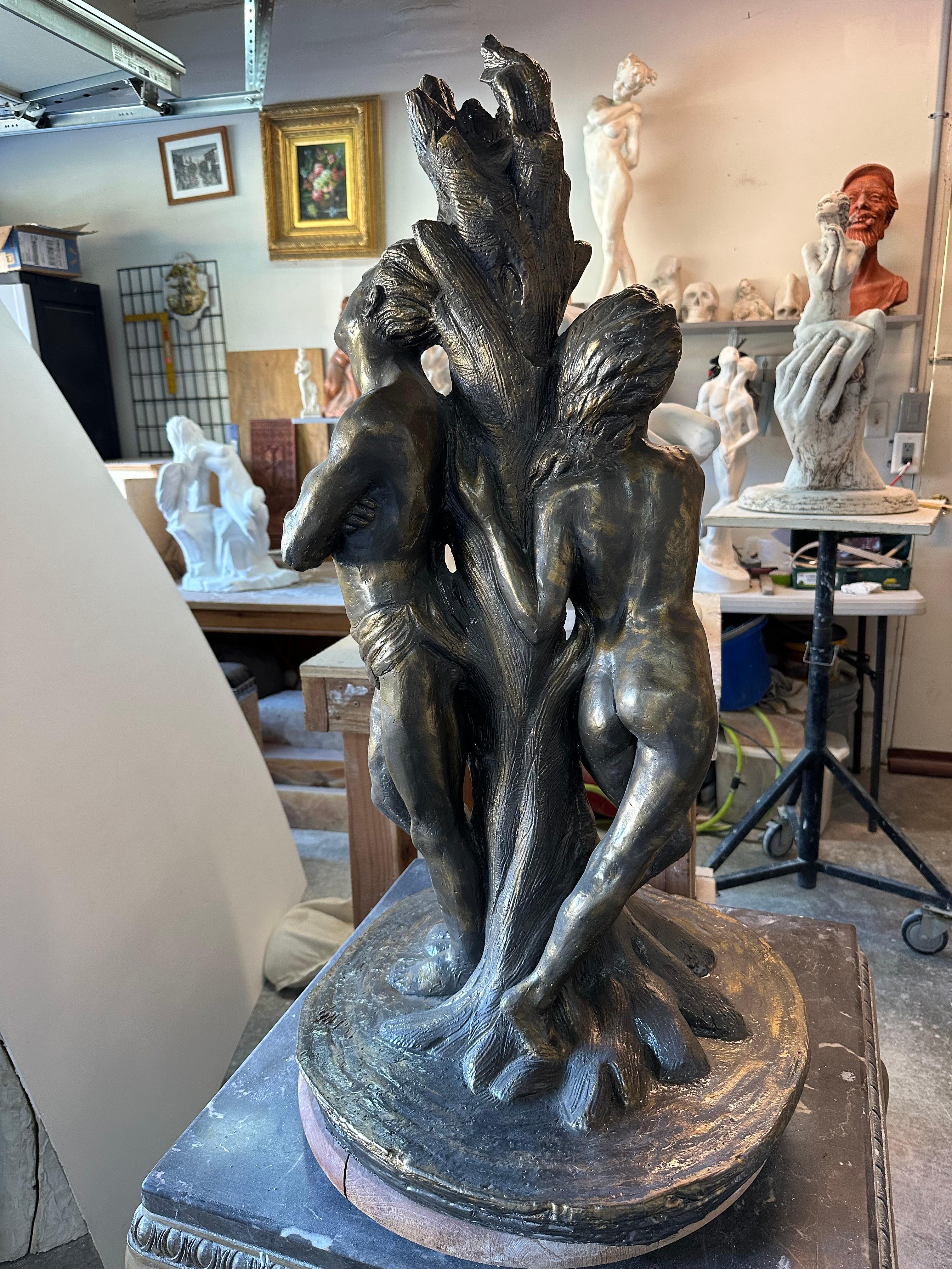 Adam and Eva, Sculpture, Hydro Stone Handmade  by Garo For Sale 1