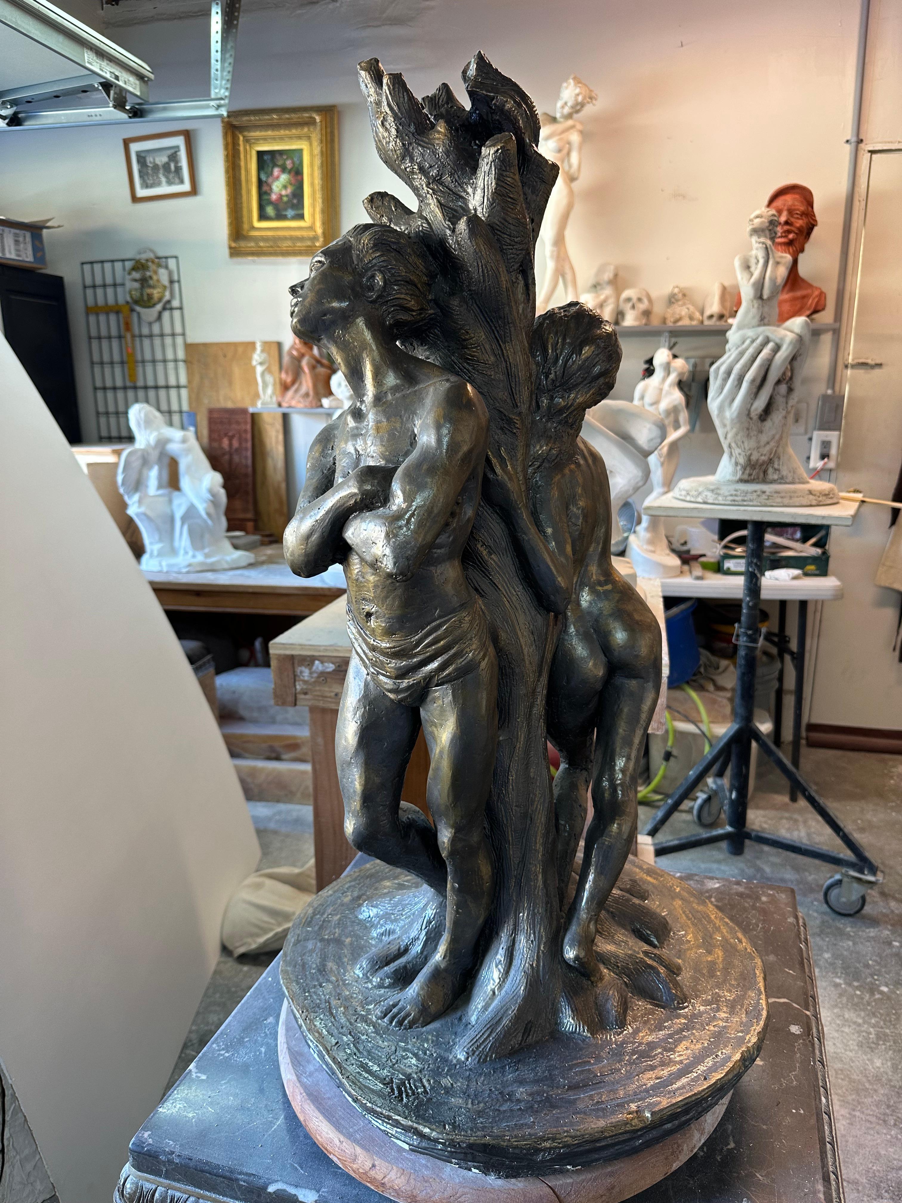 Adam and Eva, Sculpture, Hydro Stone Handmade  by Garo For Sale 2