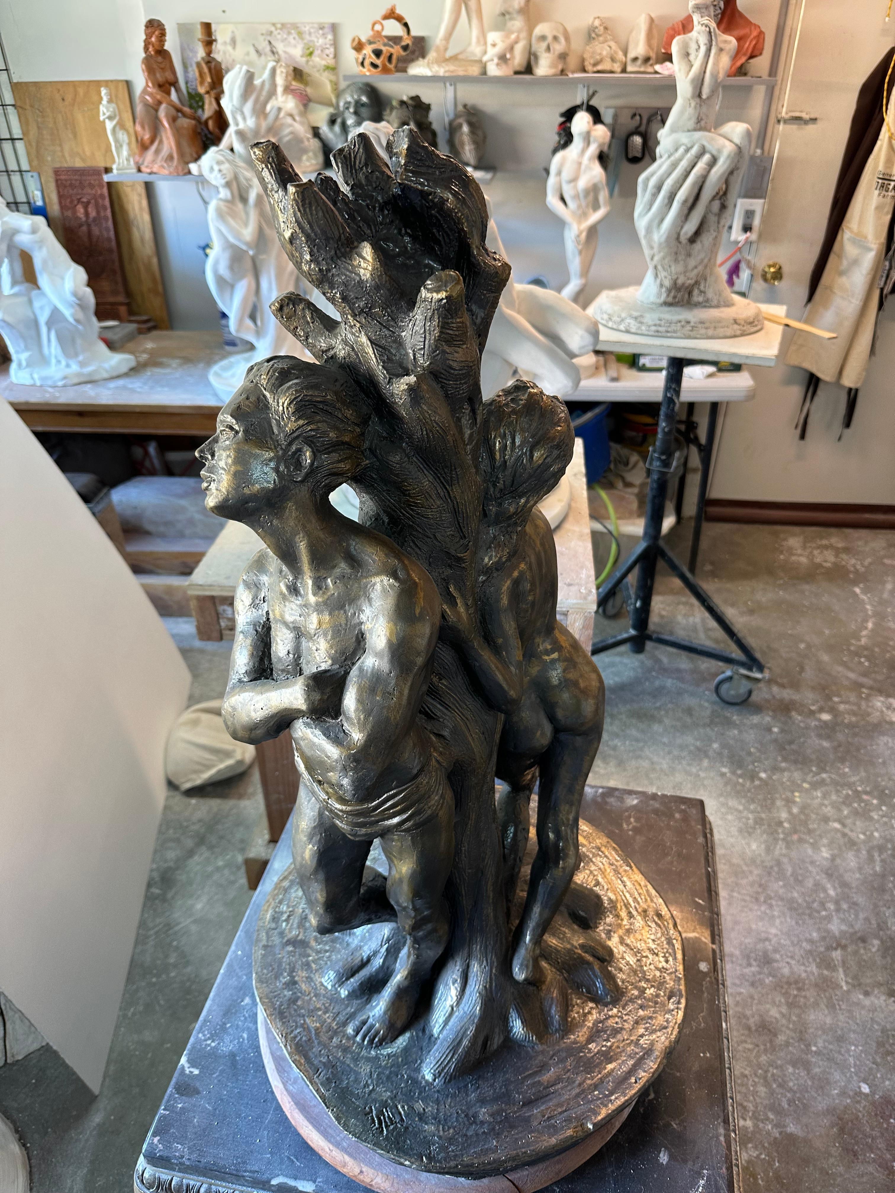 Adam and Eva, Sculpture, Hydro Stone Handmade  by Garo For Sale 3