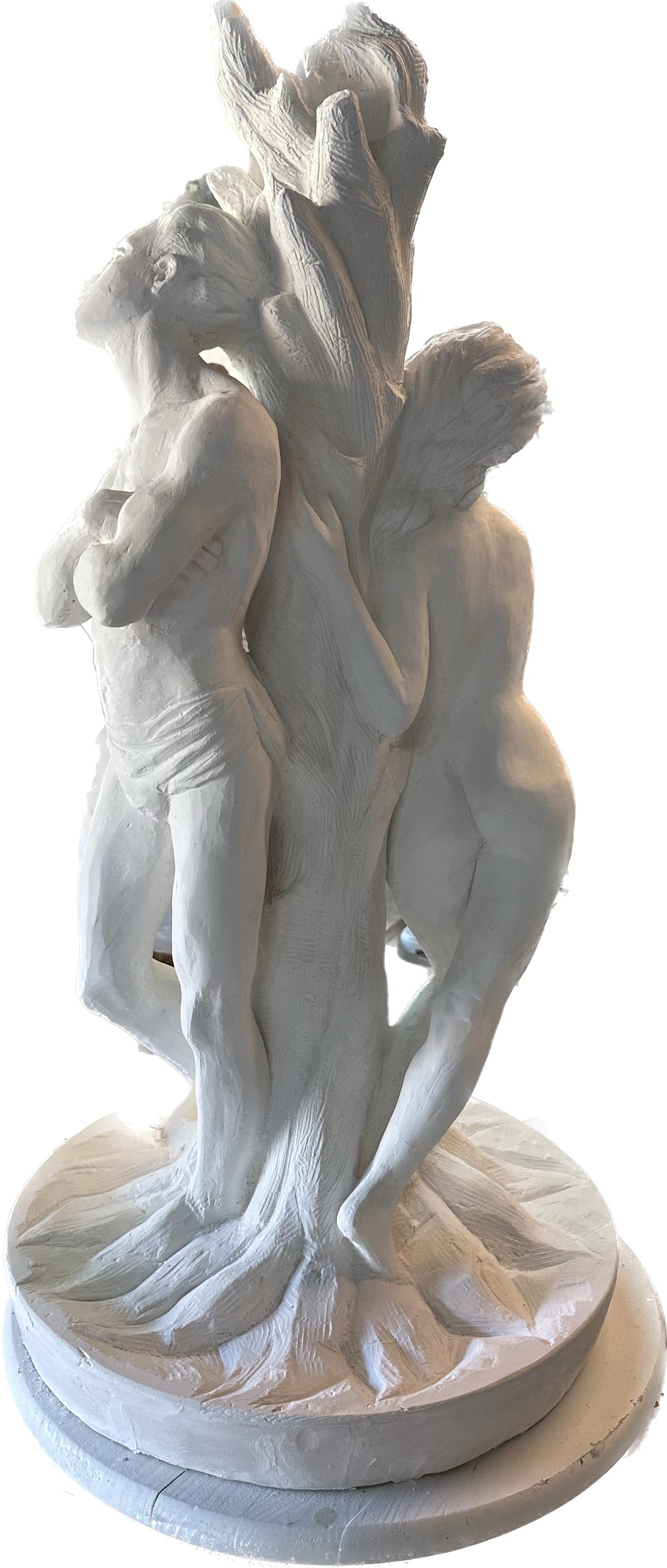 Adam and Eva, Sculpture, Hydro Stone Handmade by Garo, One of a Kind