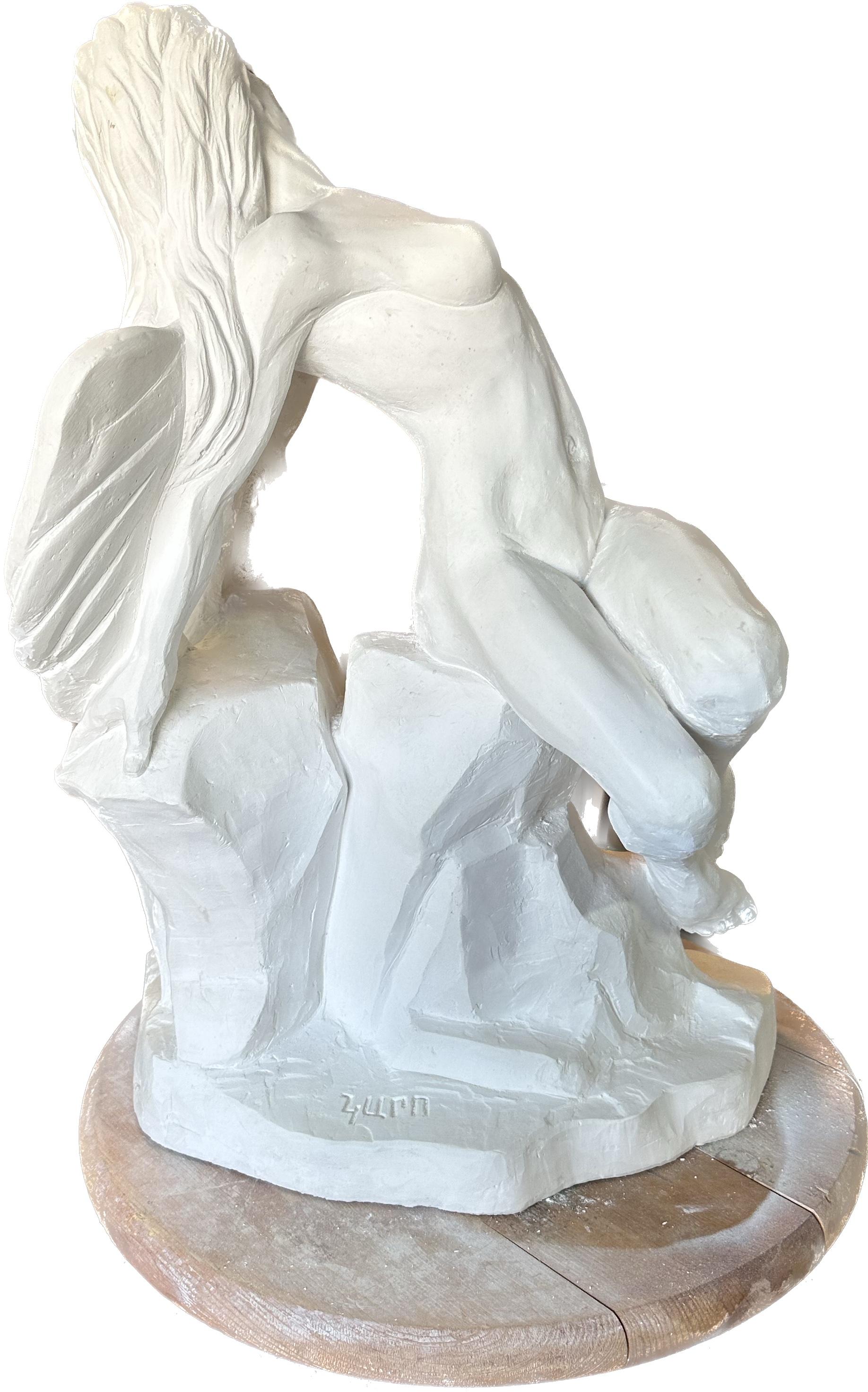 Angel Fallen Angel, sculpture, pierre hydro, fabriquée à la main par Garo, unique en son genre