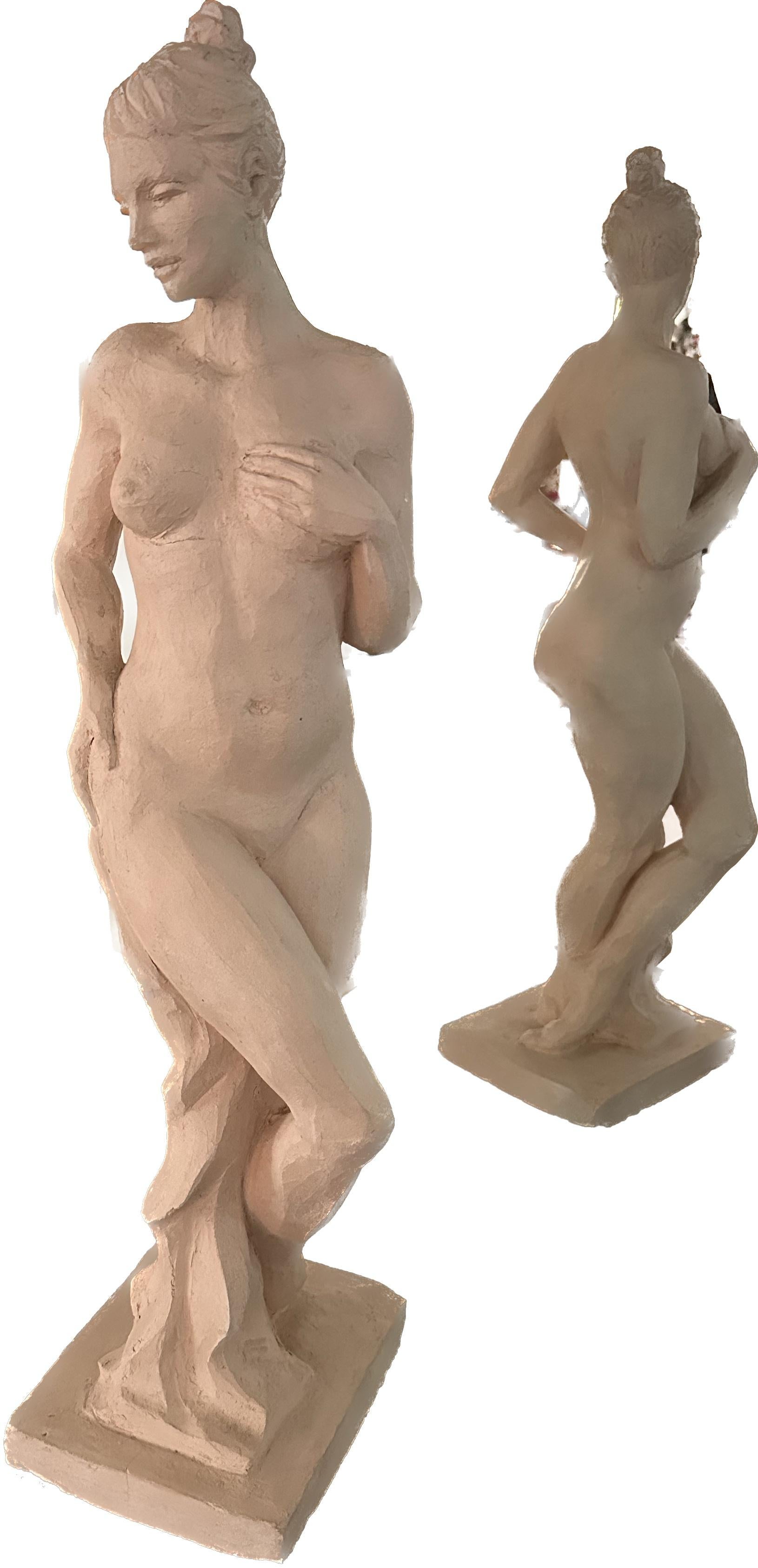 Aktfigur, Skulptur, Keramik, handgefertigt von Garo, Unikat, Keramik (Braun), Figurative Sculpture, von Karapet Balakeseryan  (Garo)