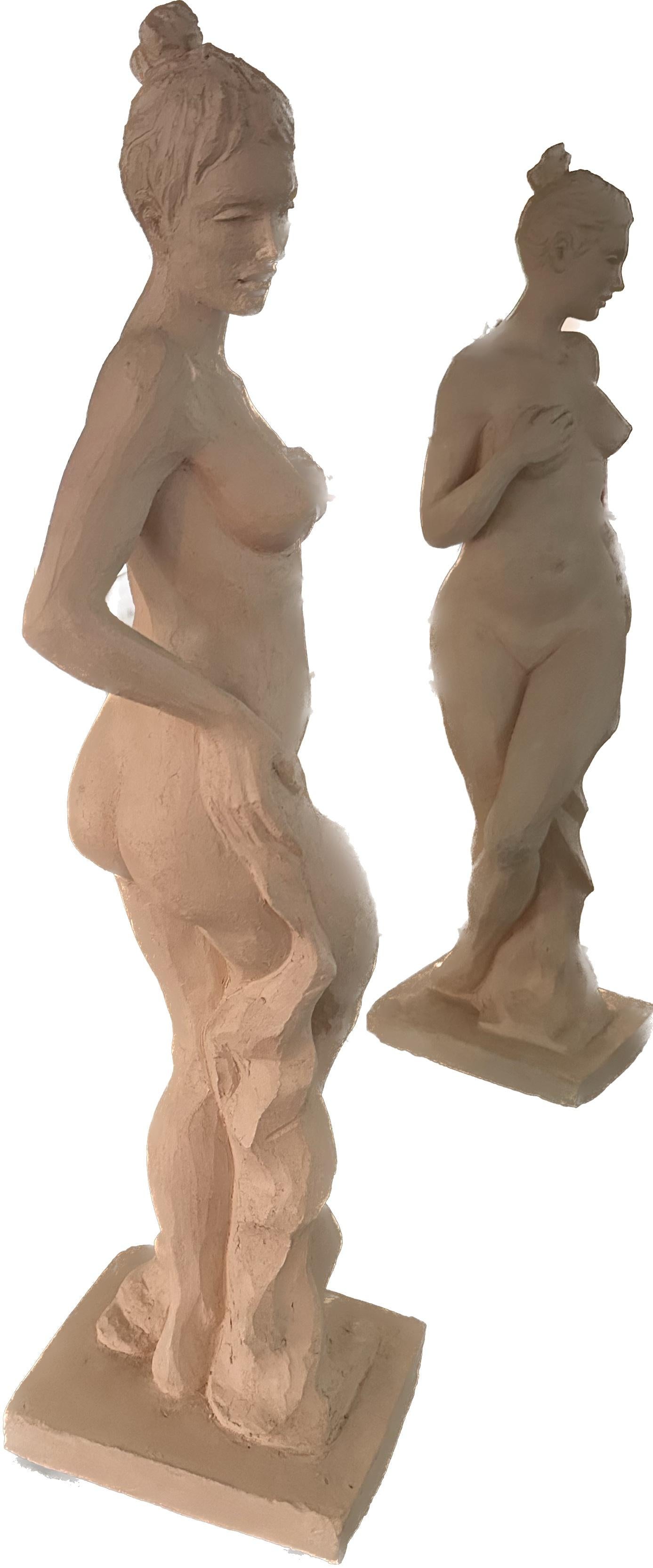 Nude Figure, Sculpture, Ceramic Handmade by Garo, One of a Kind - Brown Figurative Sculpture by Karapet Balakeseryan  (Garo)