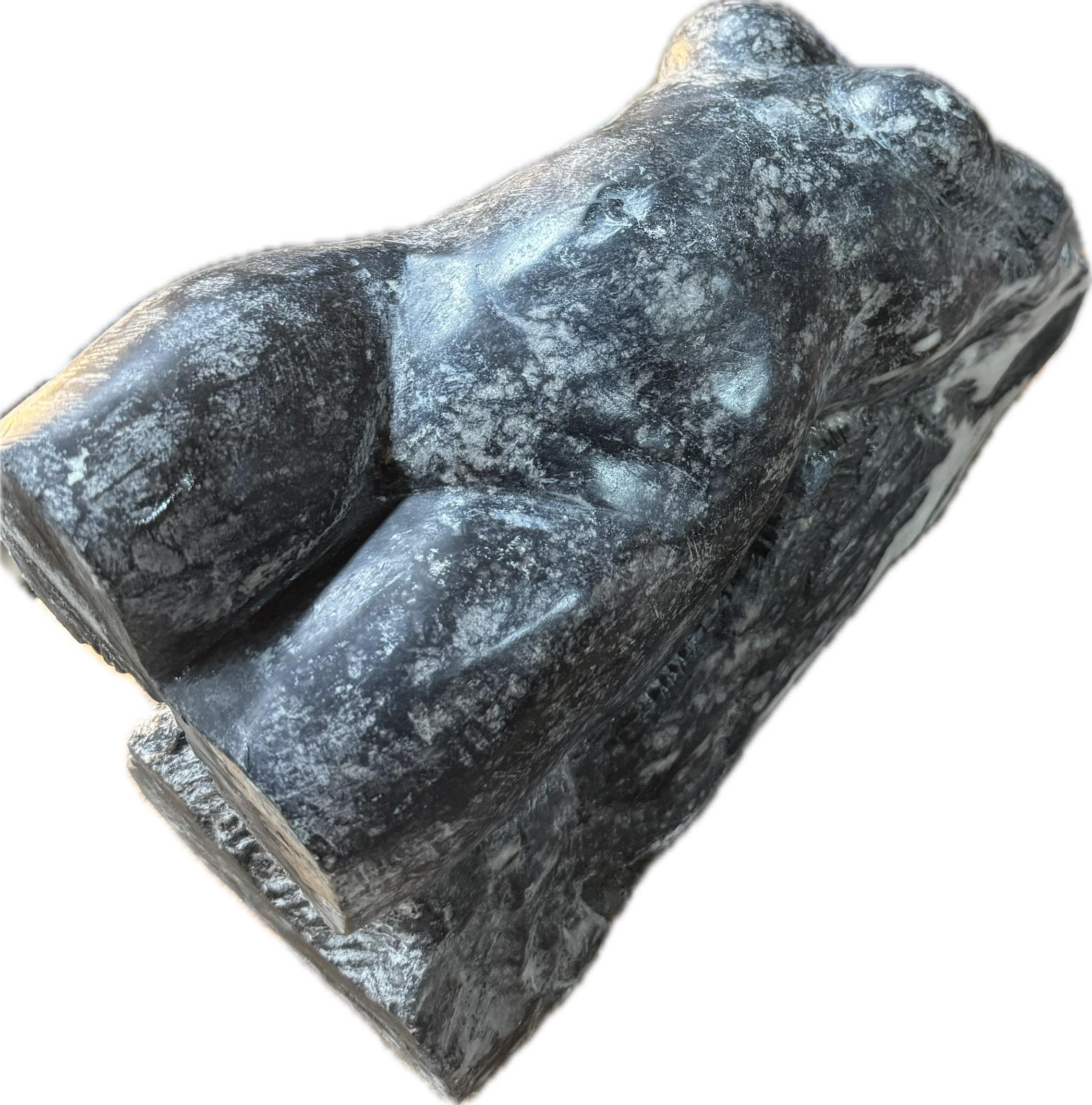 Nude, Sculpture, Natural Black Alabaster Stone, Handmade by Garo For Sale 13