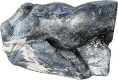 Nude, Sculpture, Natural Black Alabaster Stone, Handmade by Garo