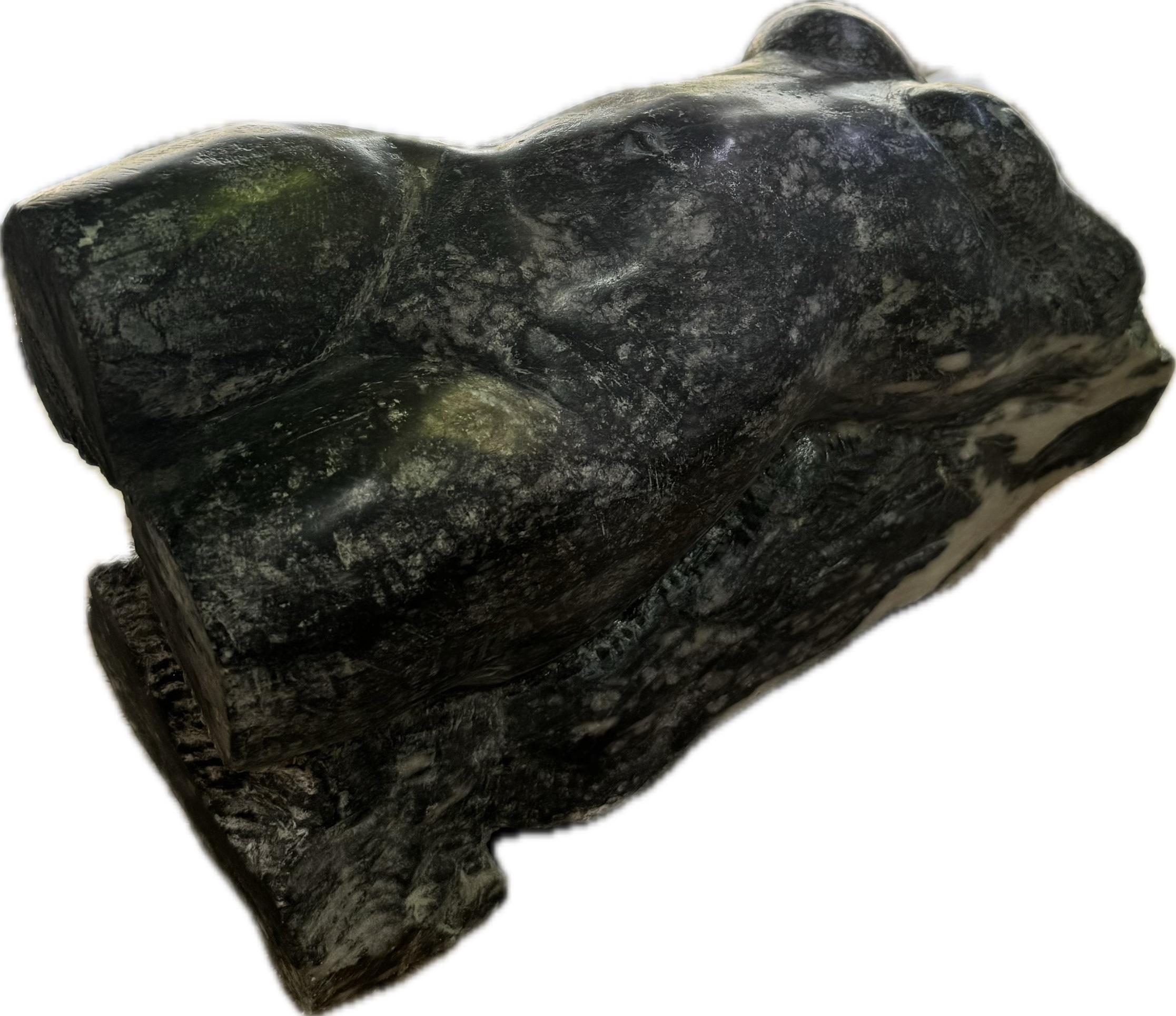 Nude, Sculpture, Natural Black Alabaster Stone, Handmade by Garo For Sale 4